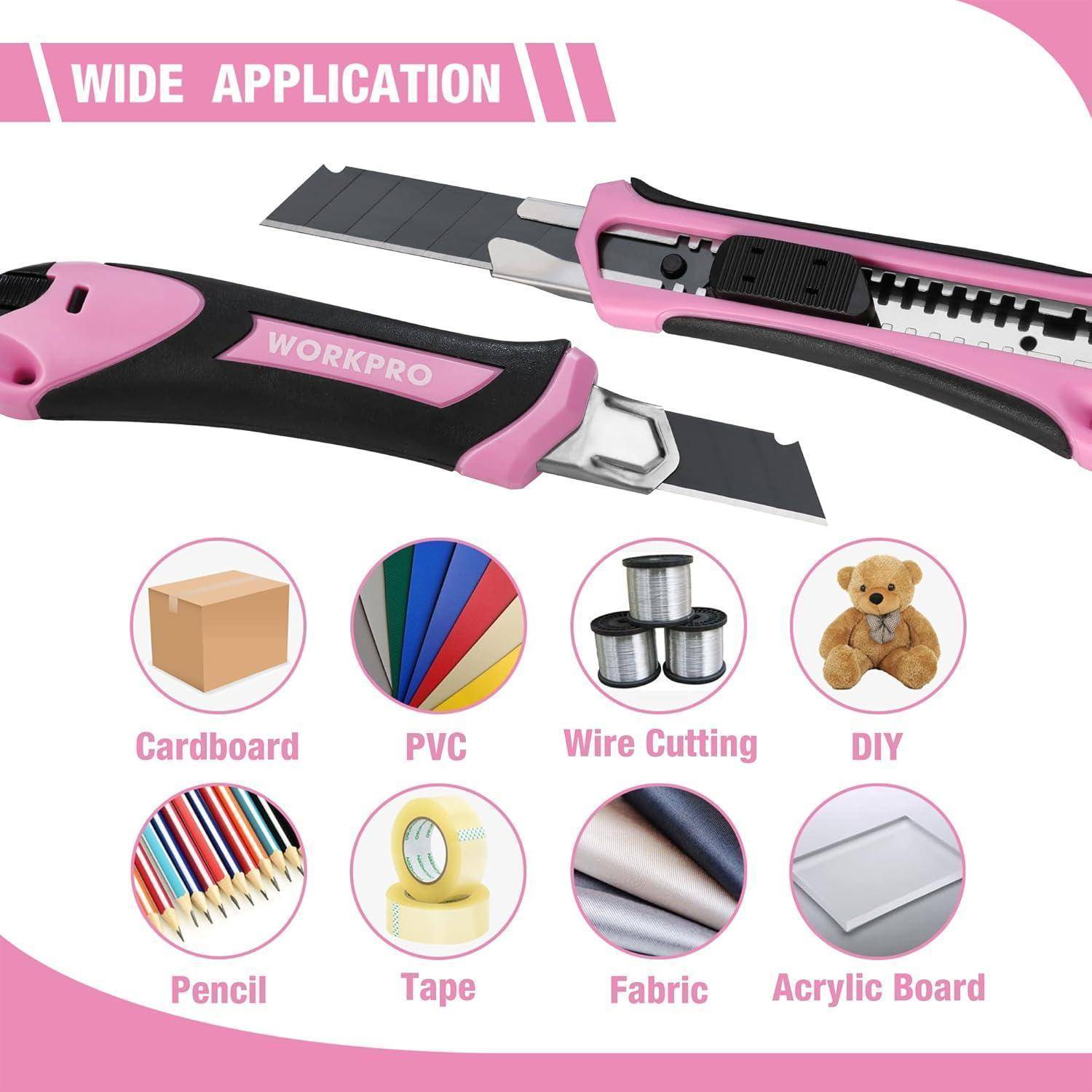 Ein rosa Multifunktionsmesser mit der Beschriftung 