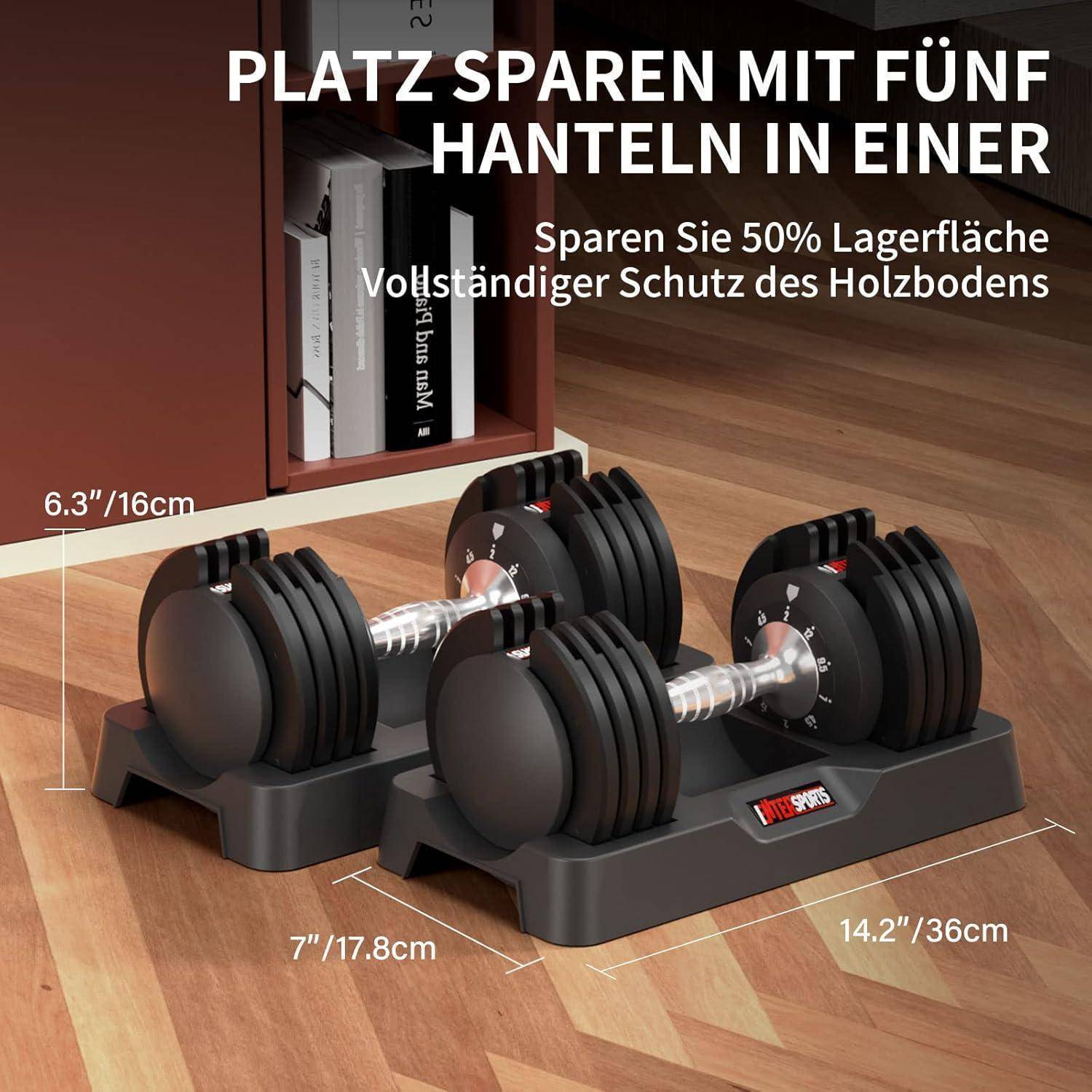 Verstellbare Hanteln 12kg/18kg 5 Gewichtsstufen rutschfester Griff