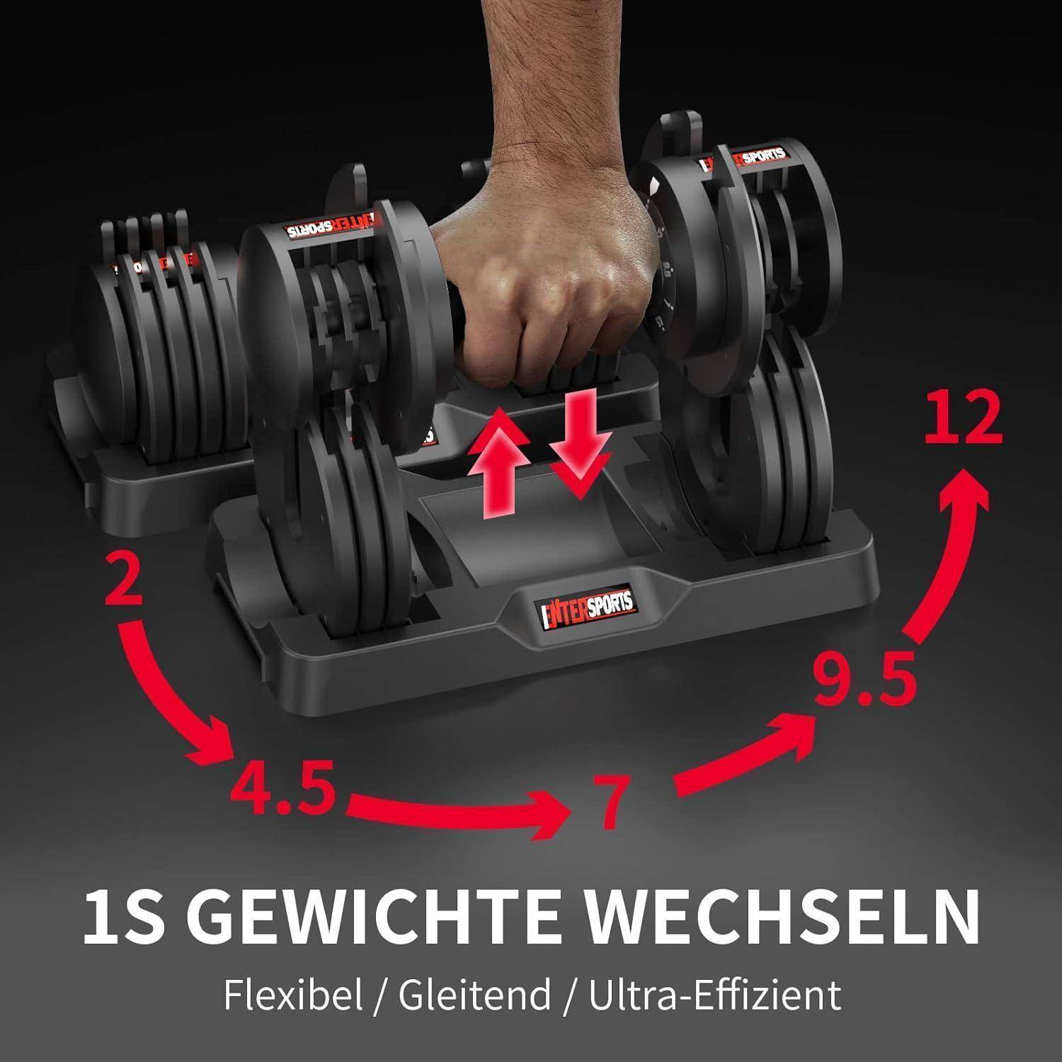 Verstellbare Hanteln 12kg/18kg 5 Gewichtsstufen rutschfester Griff