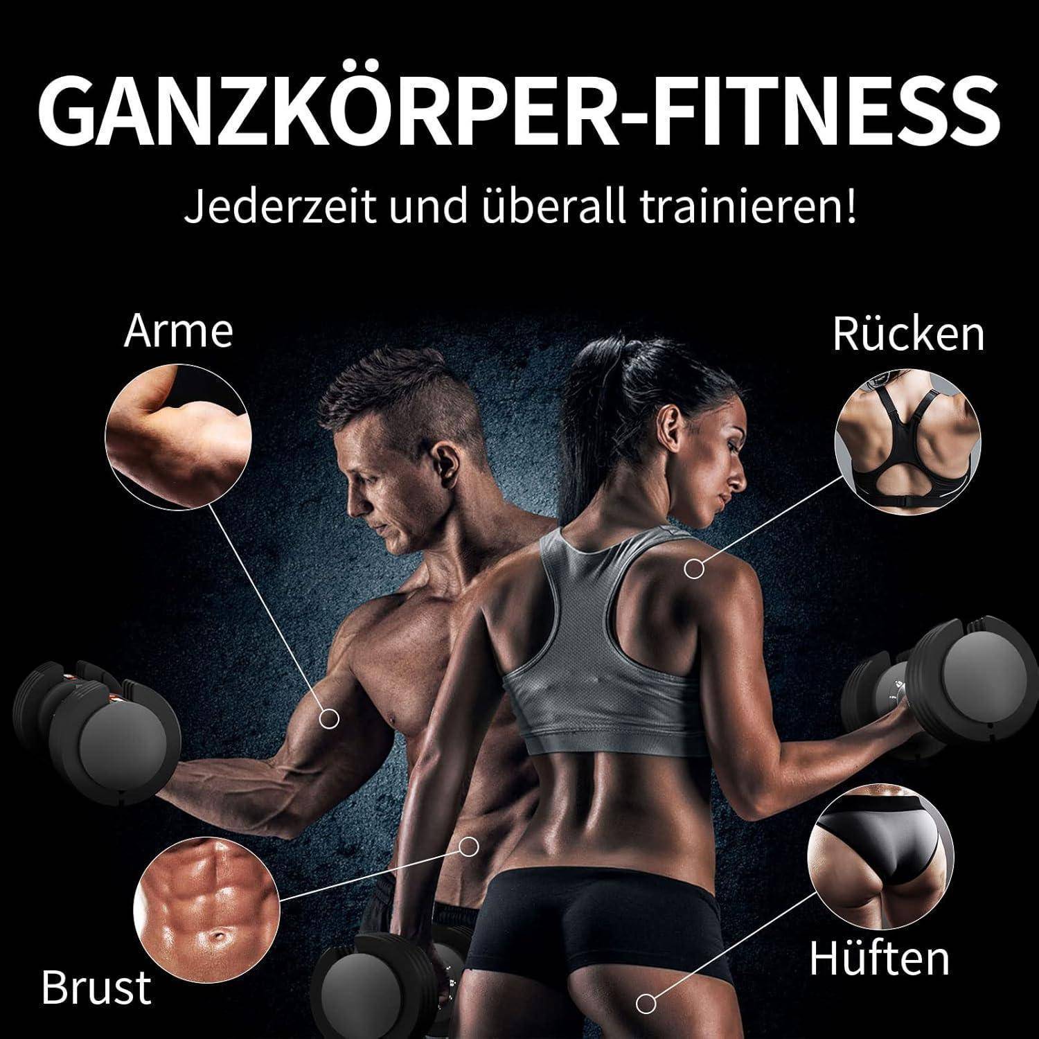 Verstellbare Hanteln 12kg/18kg 5 Gewichtsstufen rutschfester Griff