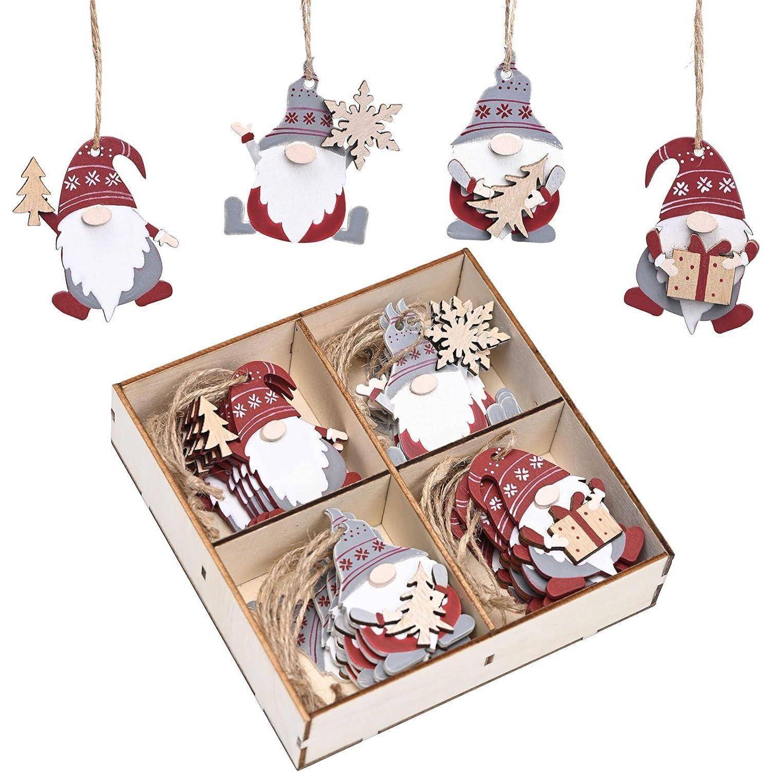 Holz Weihnachtsanhänger Traditionelles Thema 24 Stück 6cm Rot