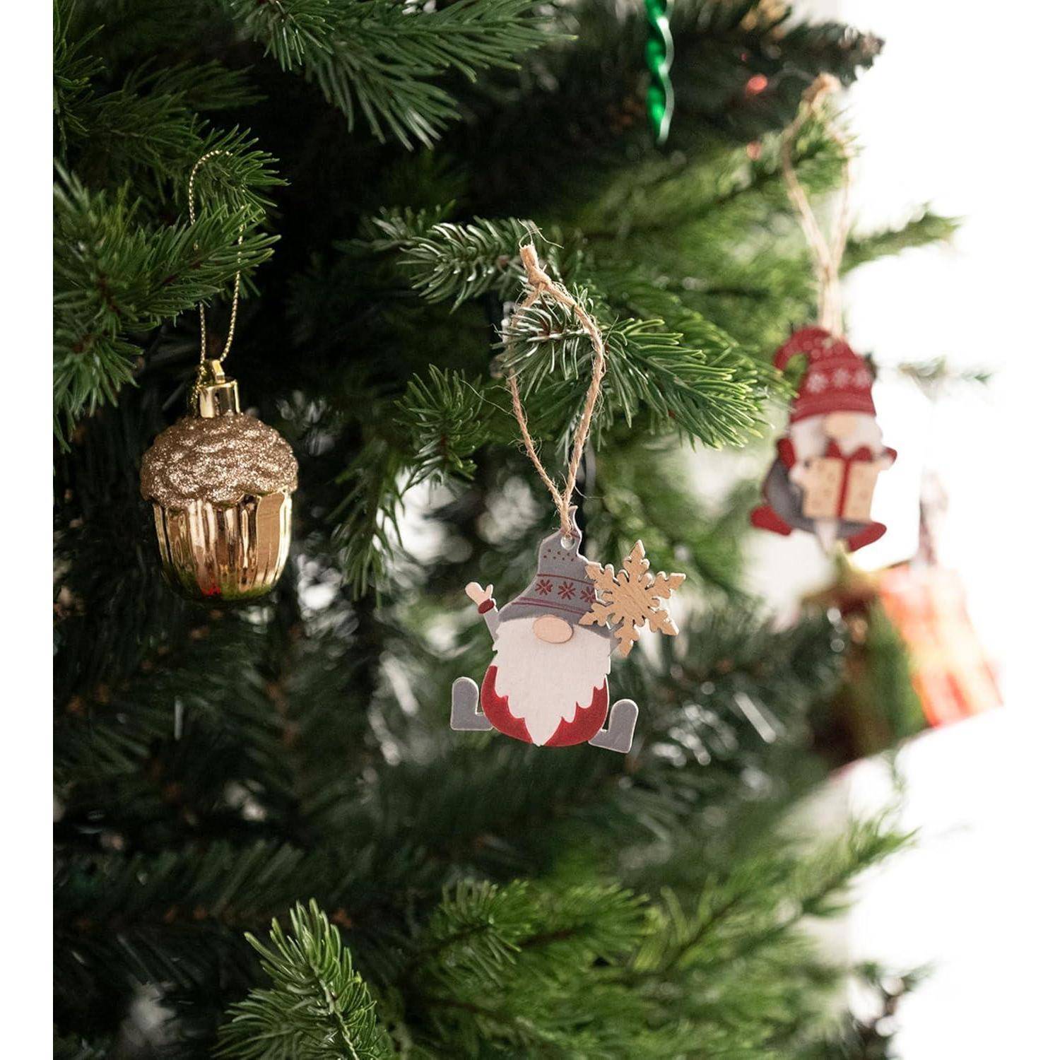 Holz Weihnachtsanhänger Traditionelles Thema 24 Stück 6cm Rot