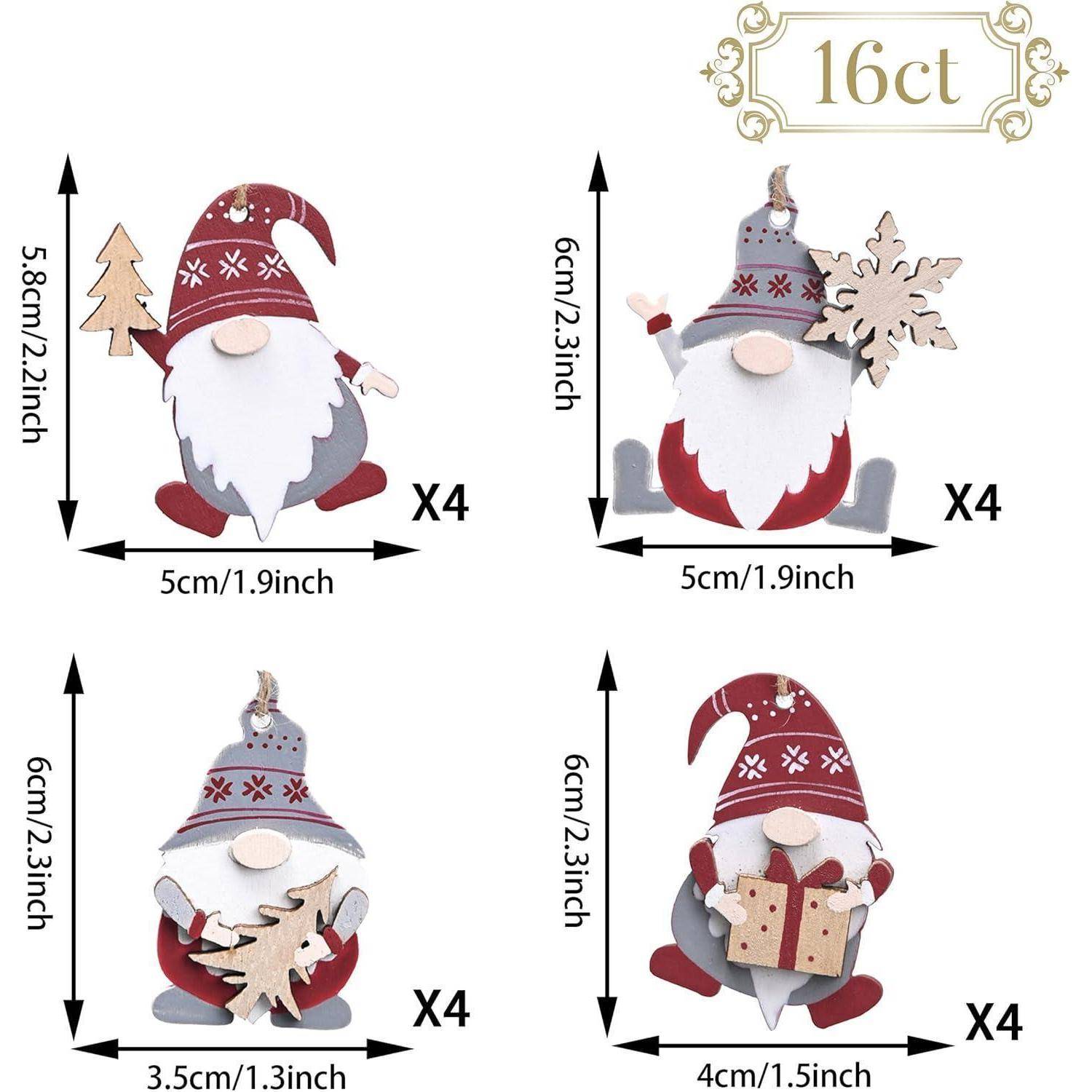 Holz Weihnachtsanhänger Traditionelles Thema 24 Stück 6cm Rot