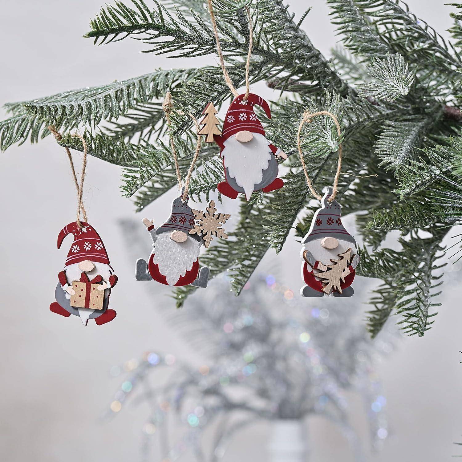 Holz Weihnachtsanhänger Traditionelles Thema 24 Stück 6cm Rot