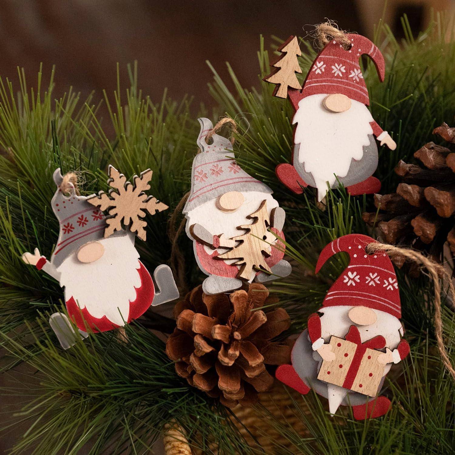 Holz Weihnachtsanhänger Traditionelles Thema 24 Stück 6cm Rot