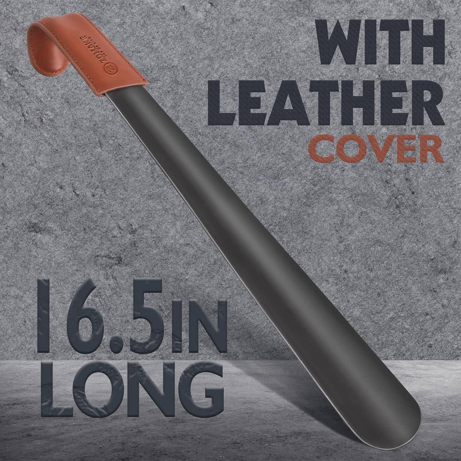 Schuhlöffel Metall Lang 42cm Ledergriff Stabil Shoe Horn Stiefel