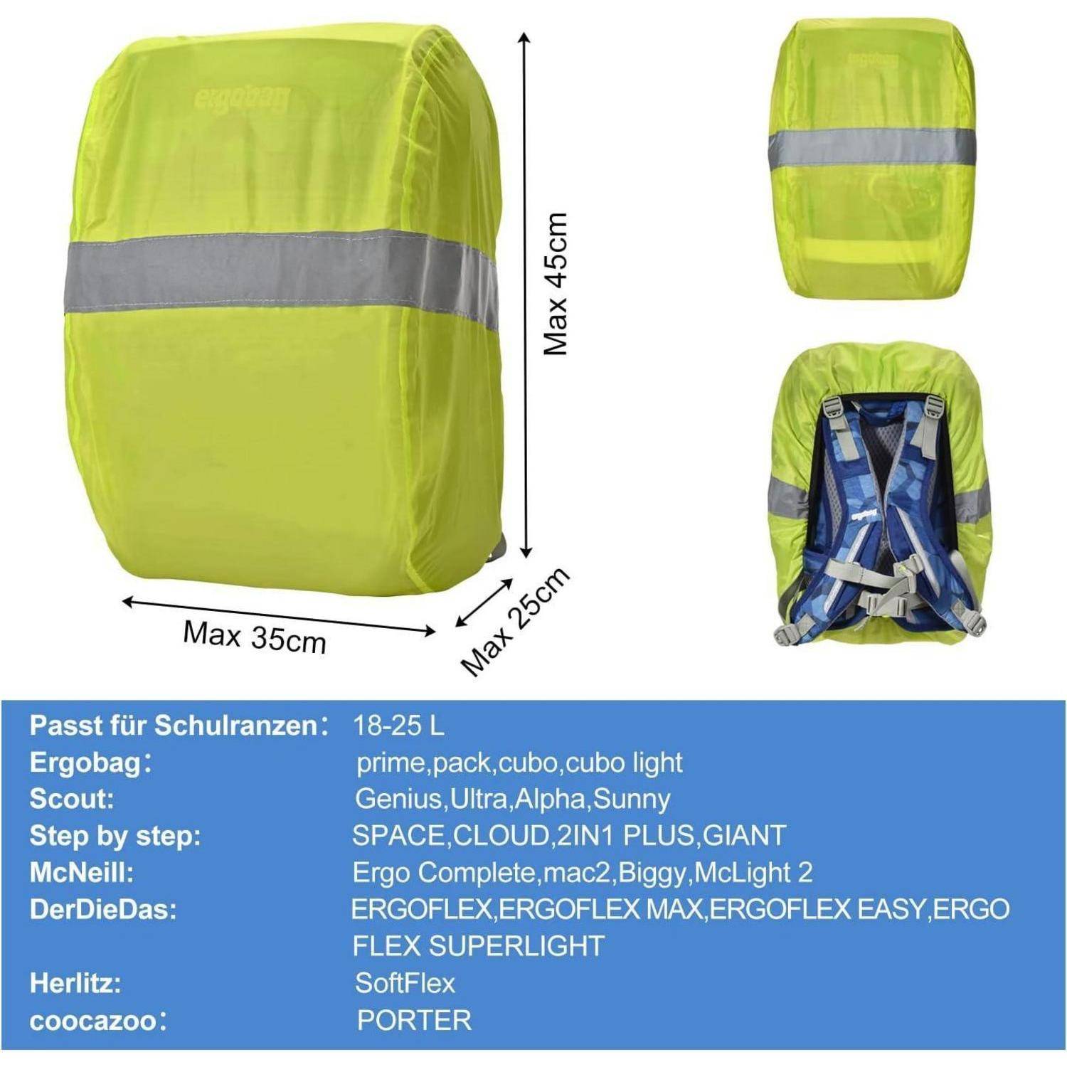 Unisex Kinder Regenschutz Schulranzen wasserdichte Rucksackhülle