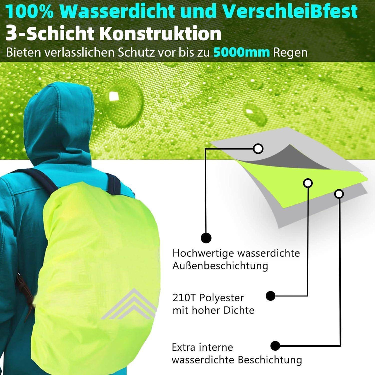 Regenschutz Regenhülle Schulranzen Wasserdicht S: 15L-25L #1 Neon Gelb