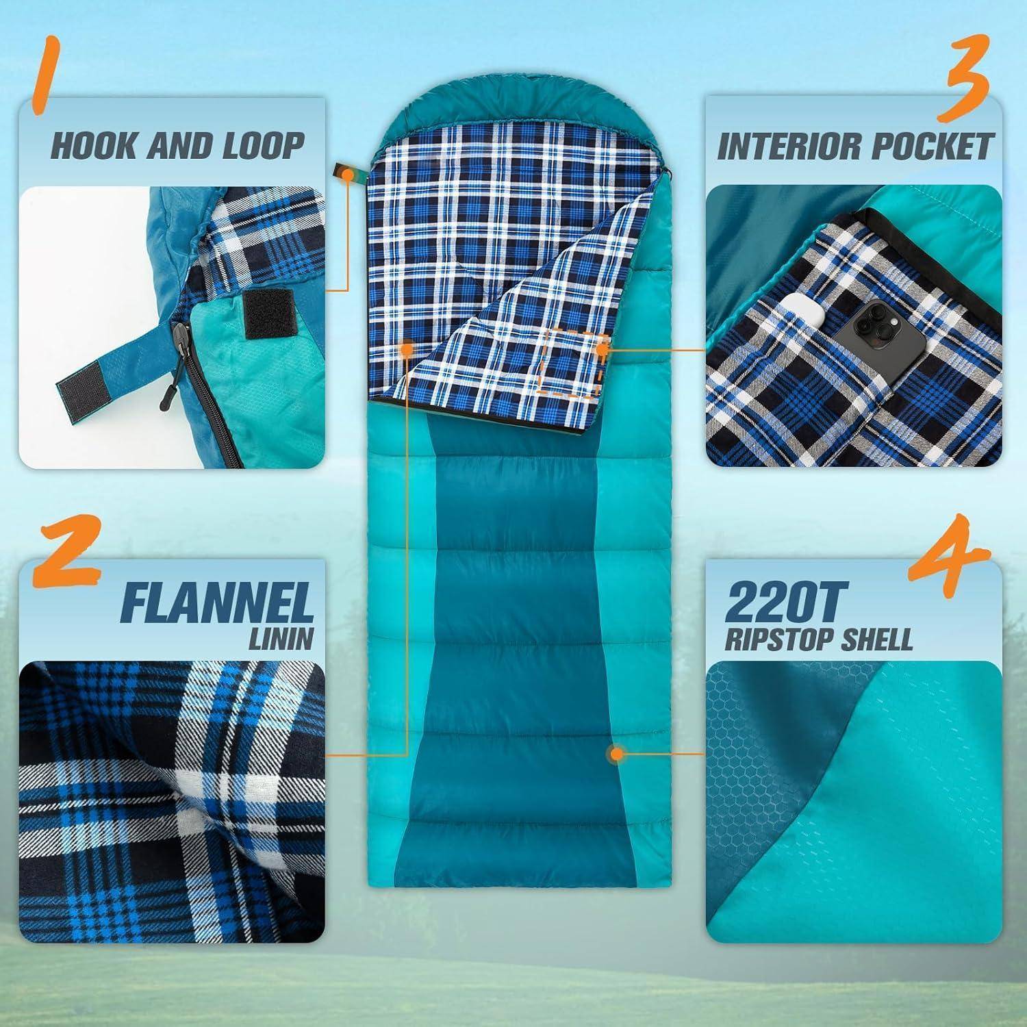 Schlafsack Winter -5°-20 Grad Outdoor 3-4 Jahreszeiten Leicht