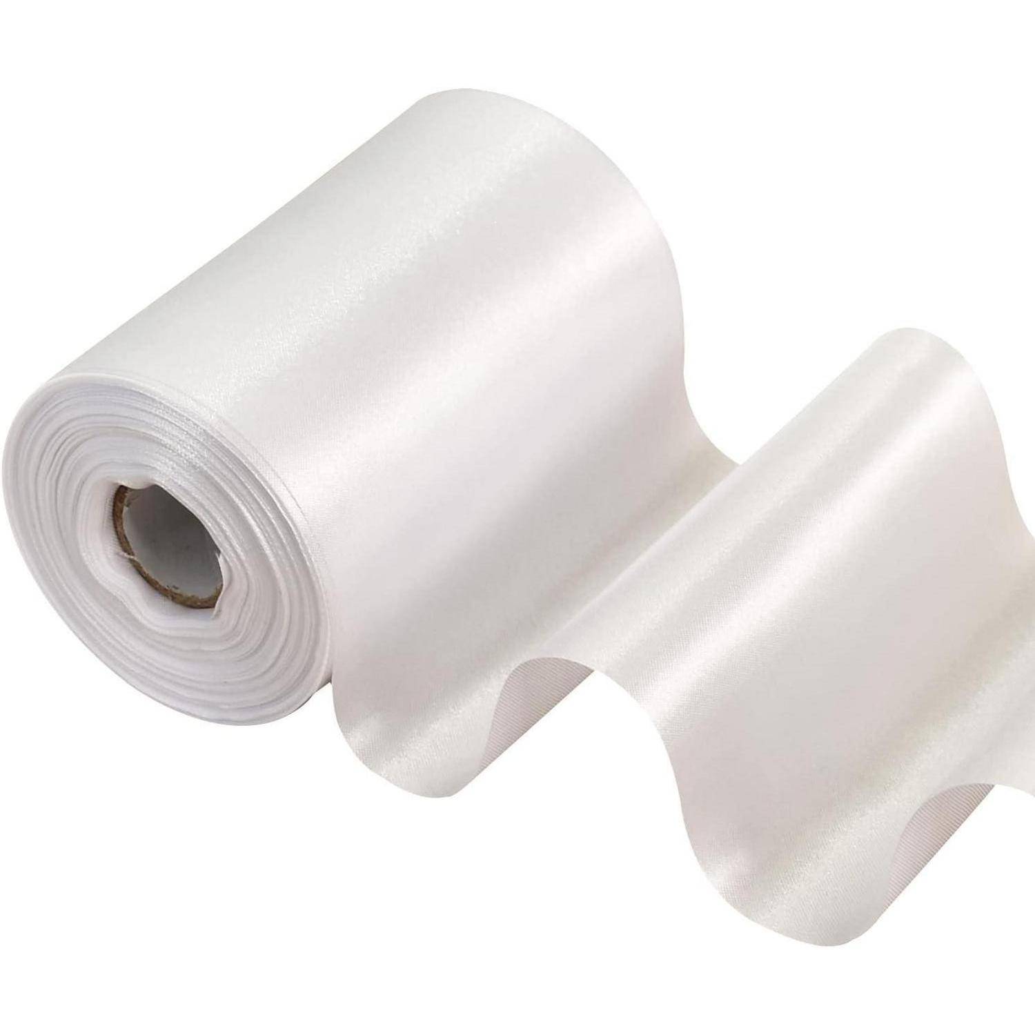 Satinband 10cm breit weiß Hochzeit Auto Stuhl-Schärpen Tischschleifen
