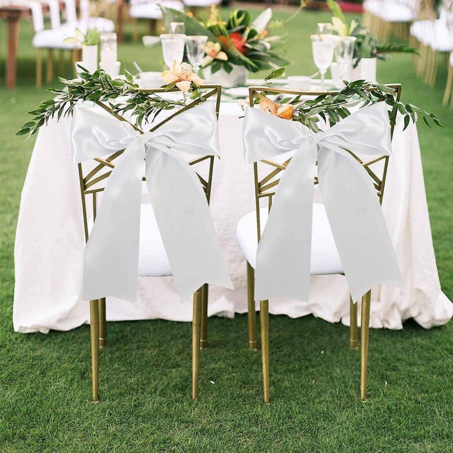 Satinband 10cm breit weiß Hochzeit Auto Stuhl-Schärpen Tischschleifen