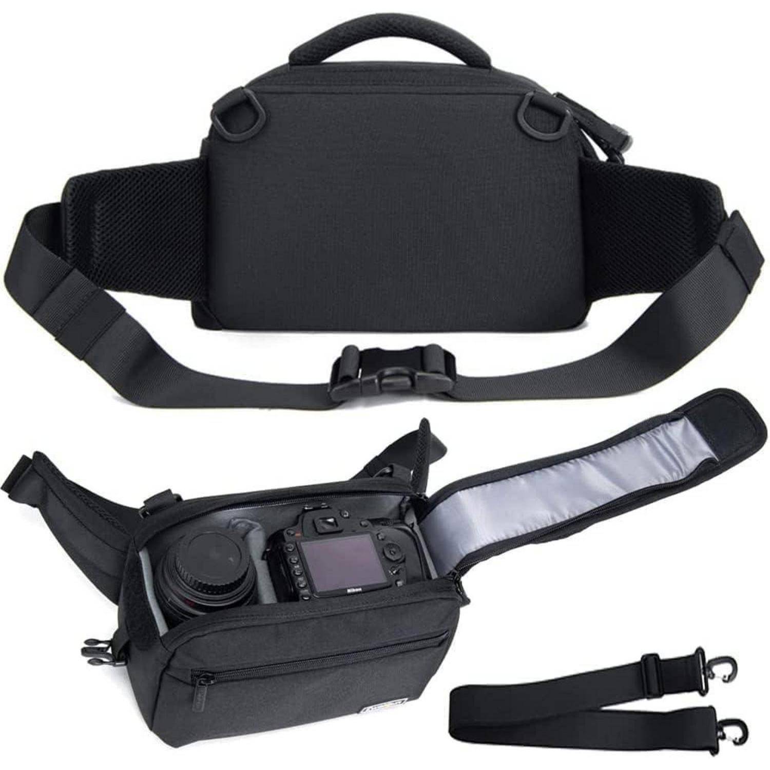 Kameratasche Gürteltasche Foto Umhängetasche DSLR SLR Zubehör Schwarz