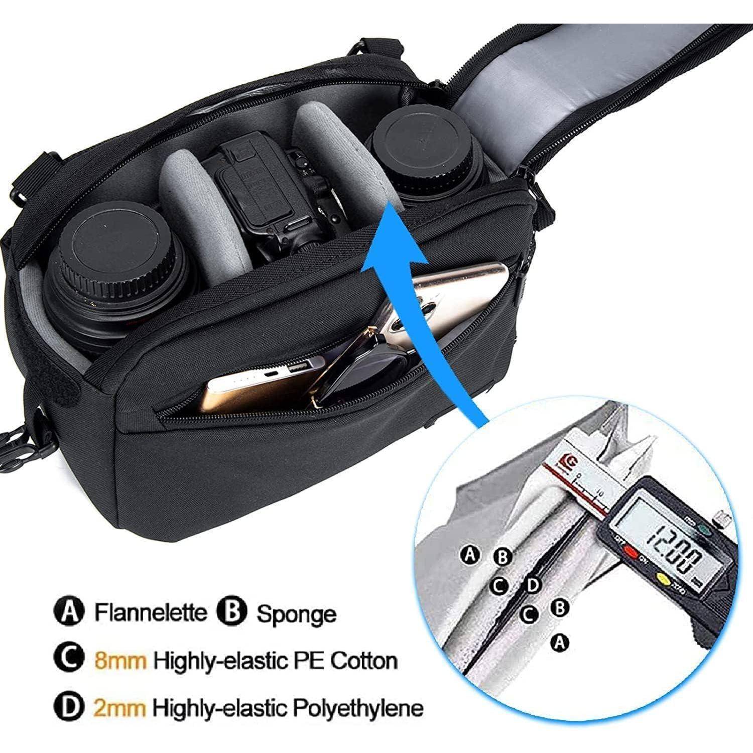 Kameratasche Gürteltasche Foto Umhängetasche DSLR SLR Zubehör Schwarz