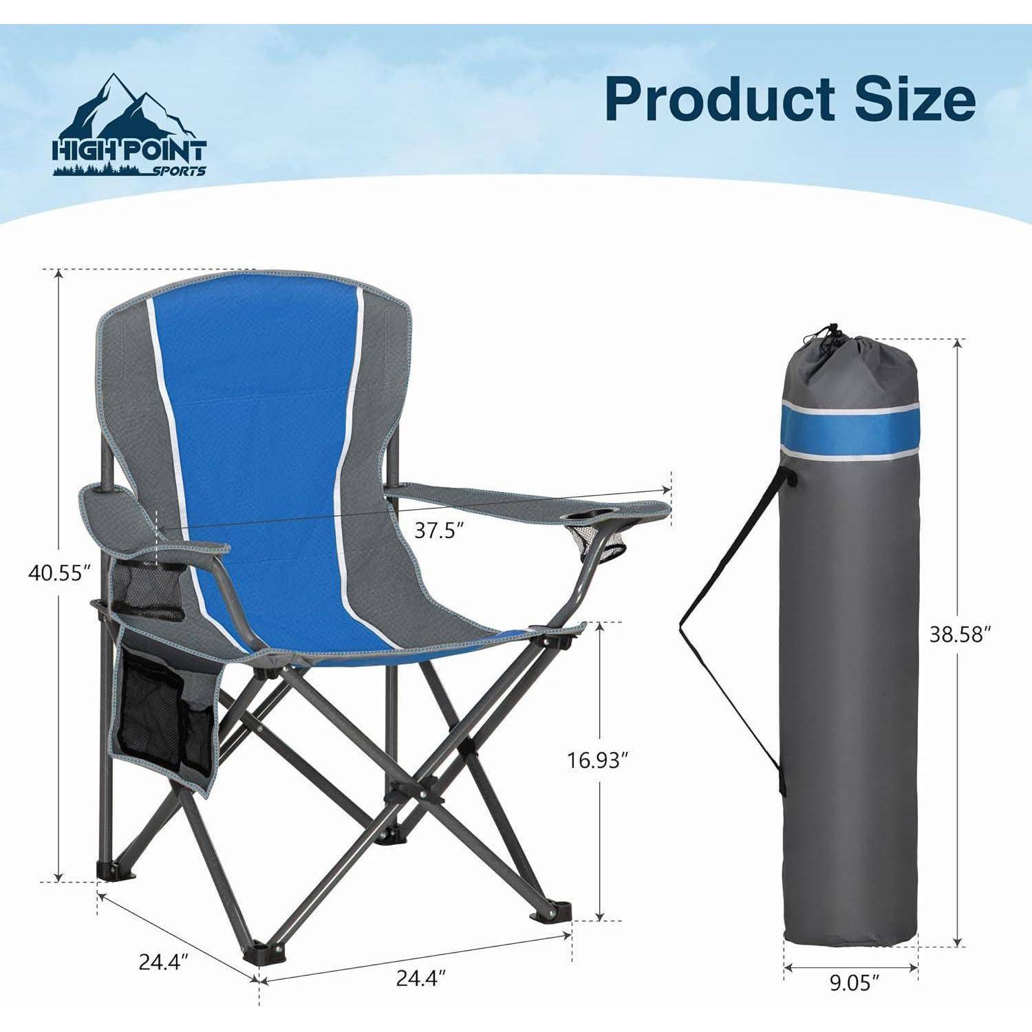 Klappbarer Campingstuhl 160kg belastbar Getränkehalter XXL Sitzfläche