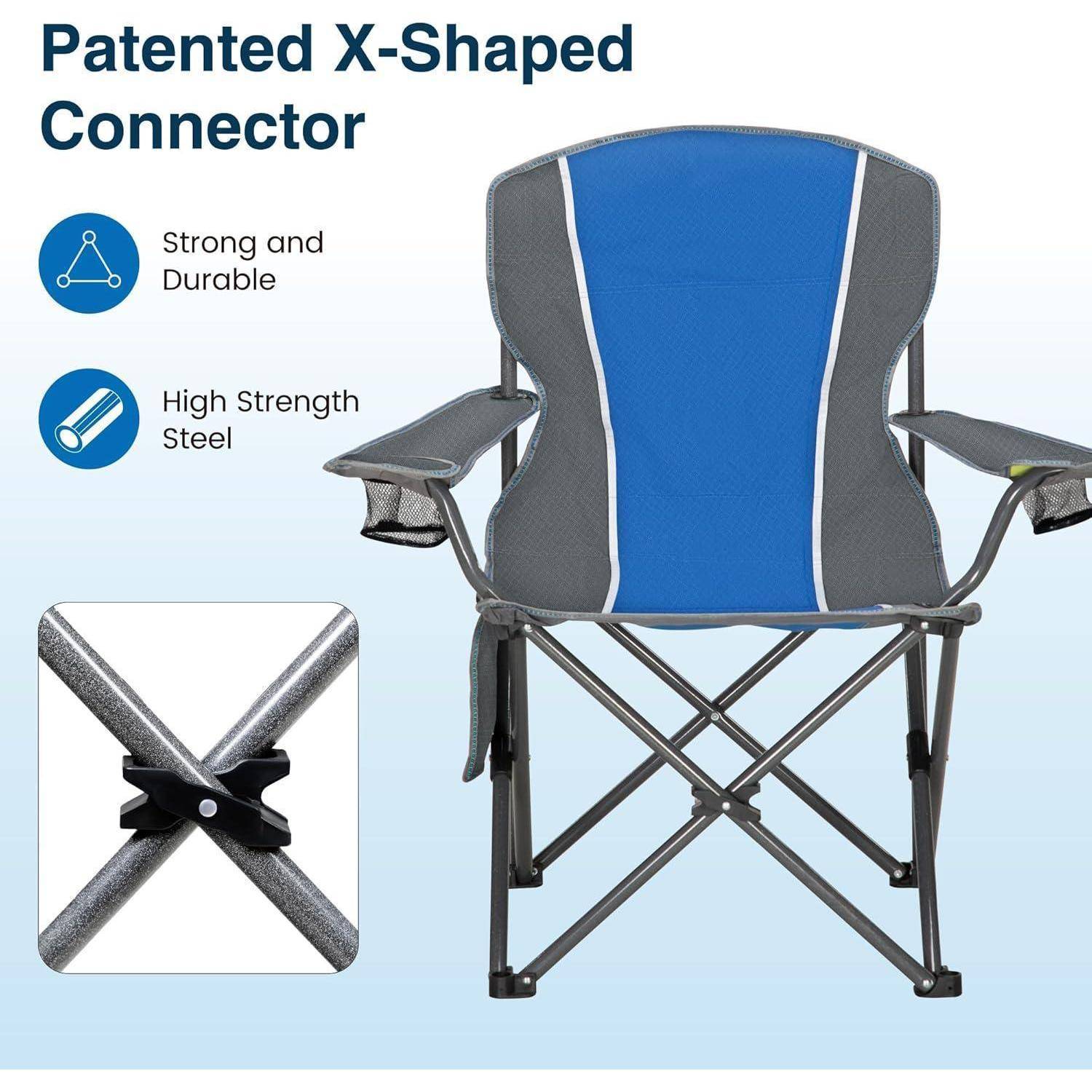 Klappbarer Campingstuhl 160kg belastbar Getränkehalter XXL Sitzfläche