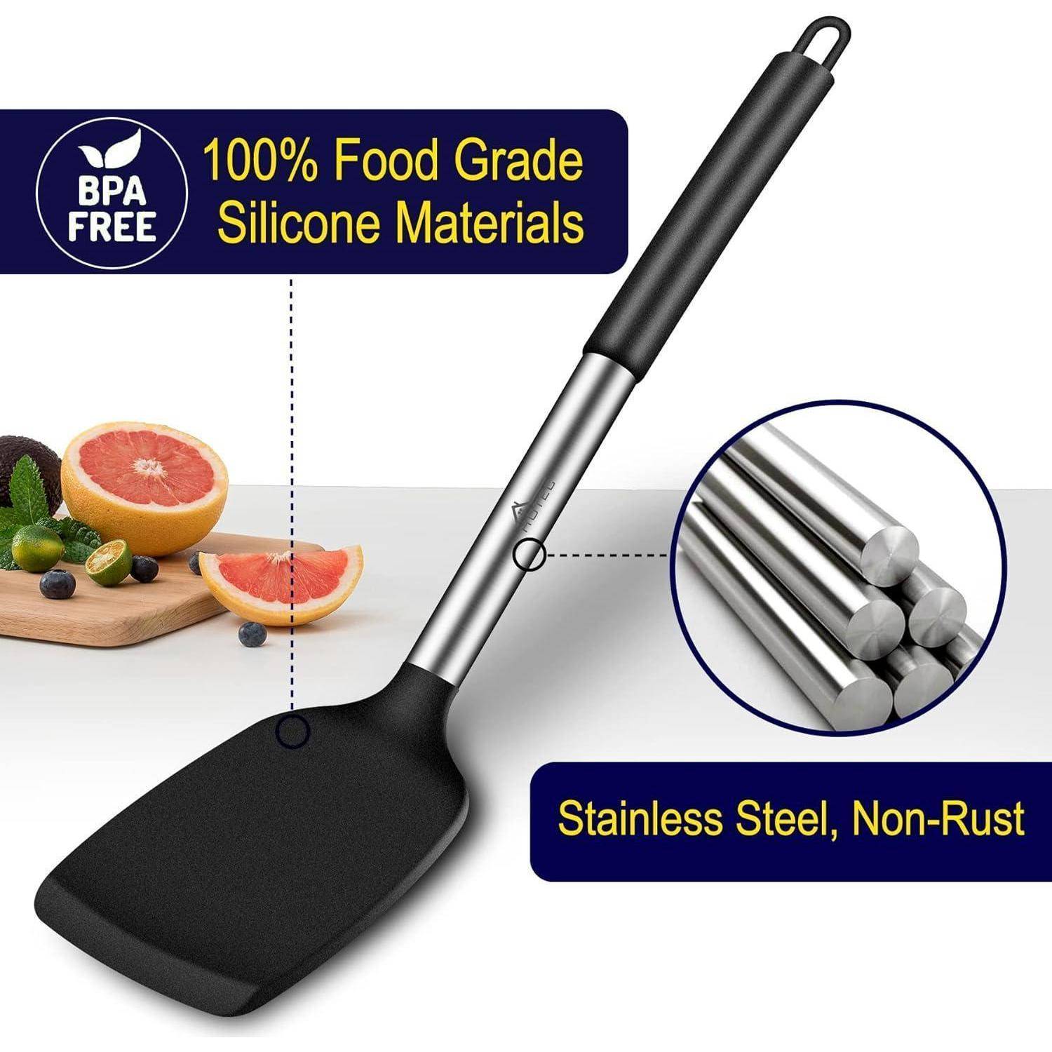 Pfannenwender Pfannkuchenwender Silikon Good Grip Schwarz 34.8cm