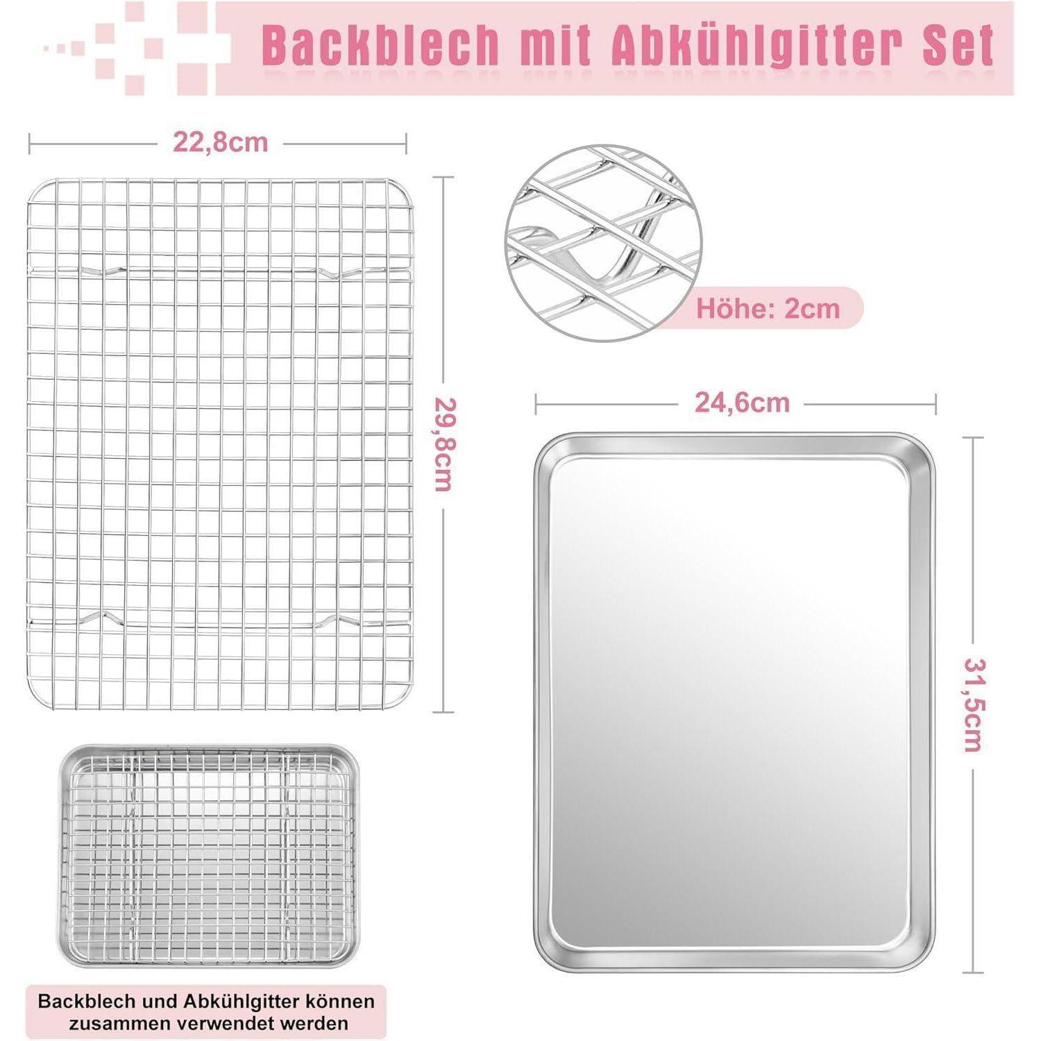 Backblech mit Abkühlgitter Edelstahl 31,5x24,6x2,5cm Backform