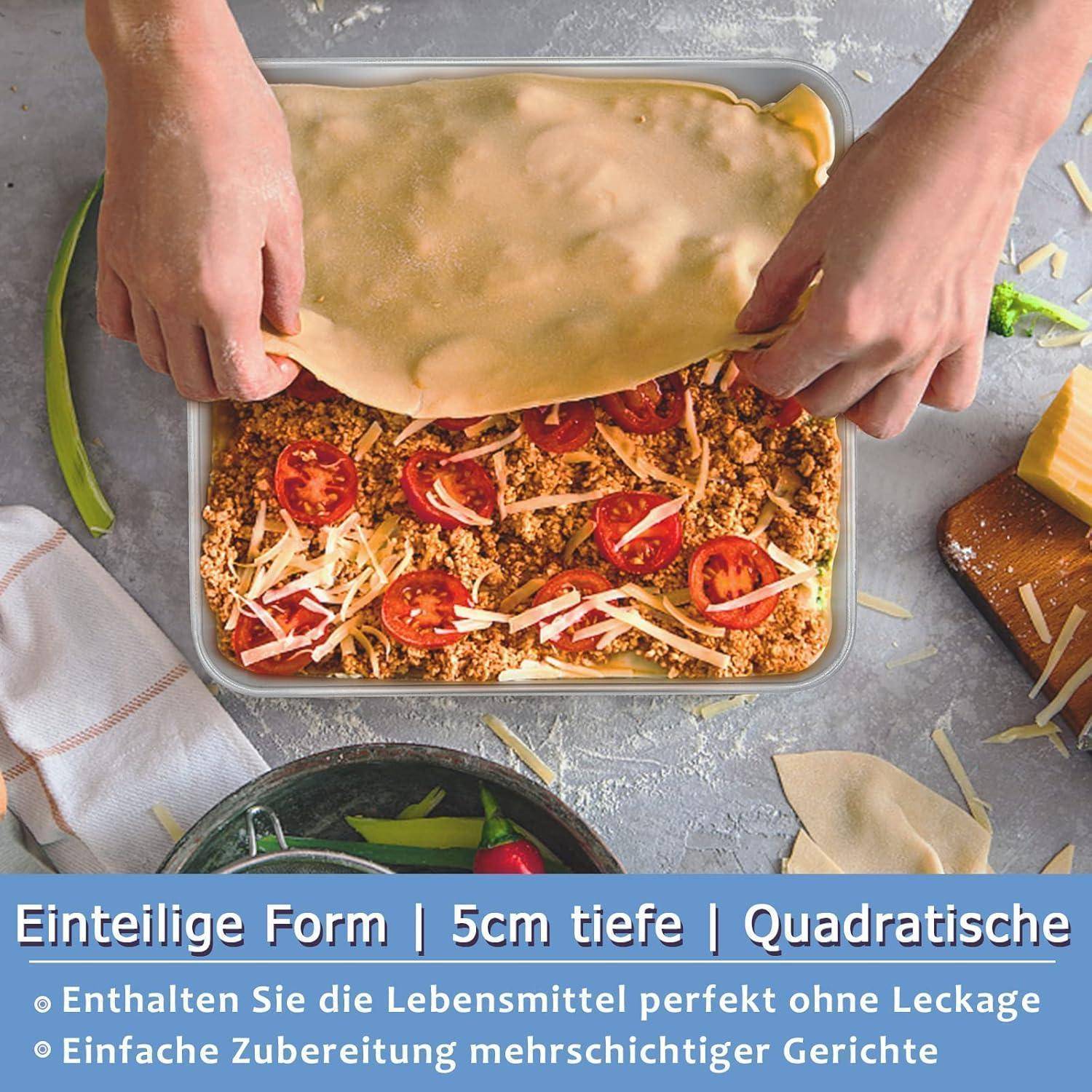Quadratische Kuchenform Set Edelstahl 21x21x5 cm Spülmaschinenfest