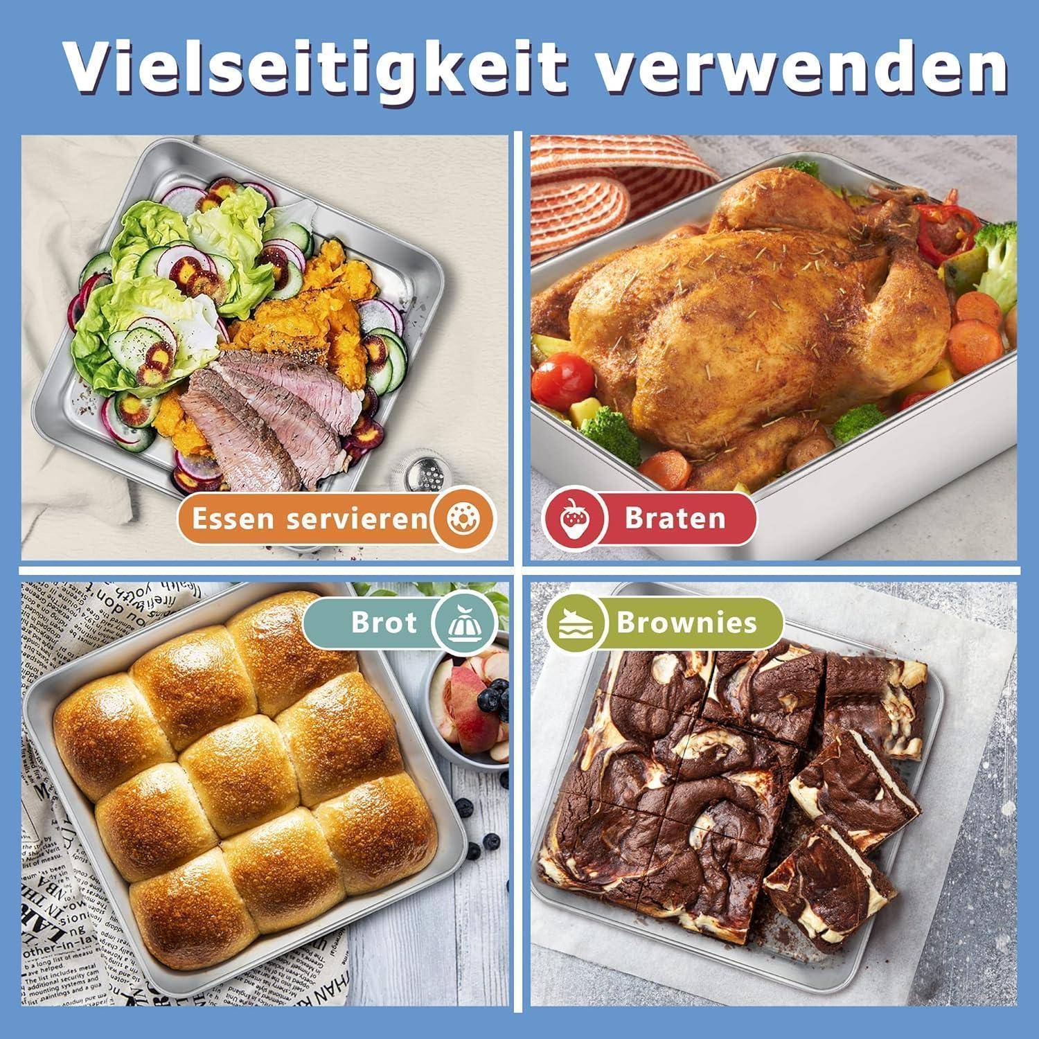 Quadratische Kuchenform Set Edelstahl 21x21x5 cm Spülmaschinenfest