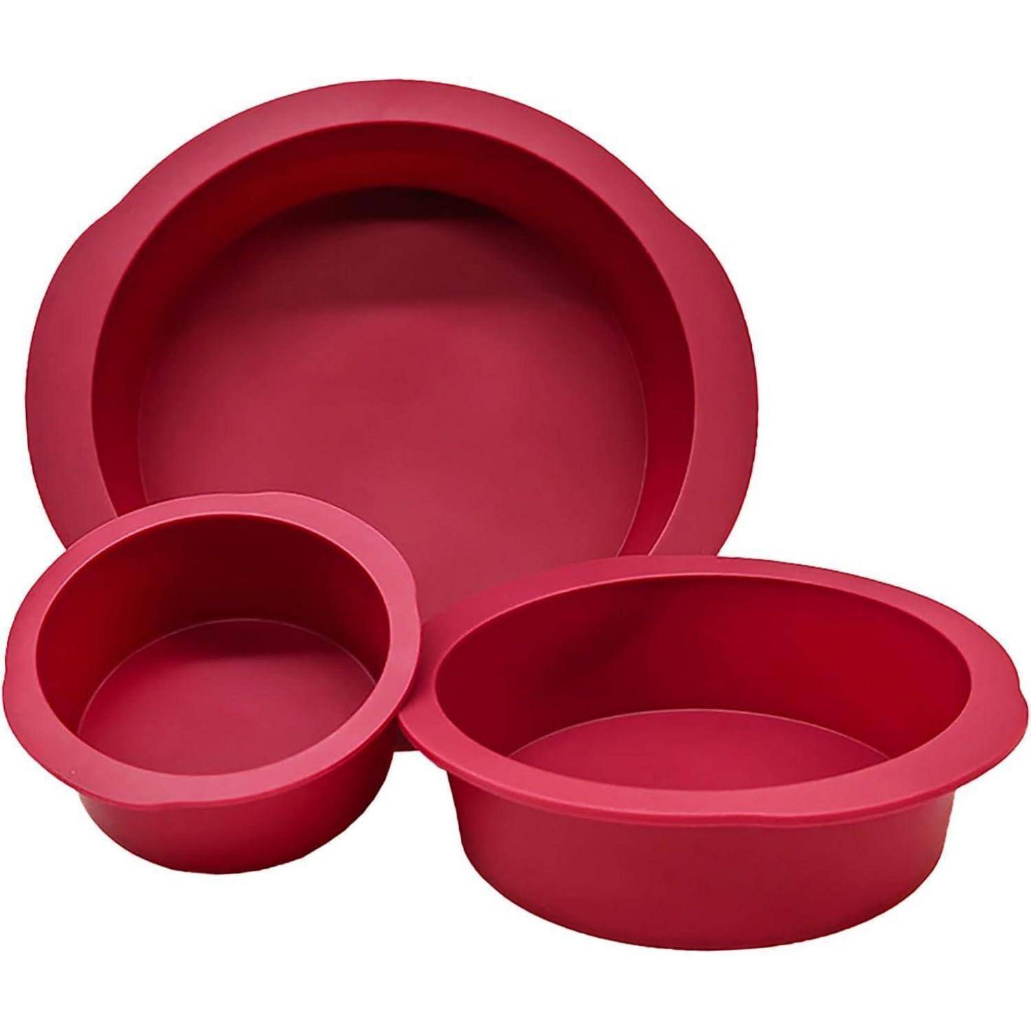3er Set Silikon Backformen Rund 10+15+20cm - Antihaft Kuchenform