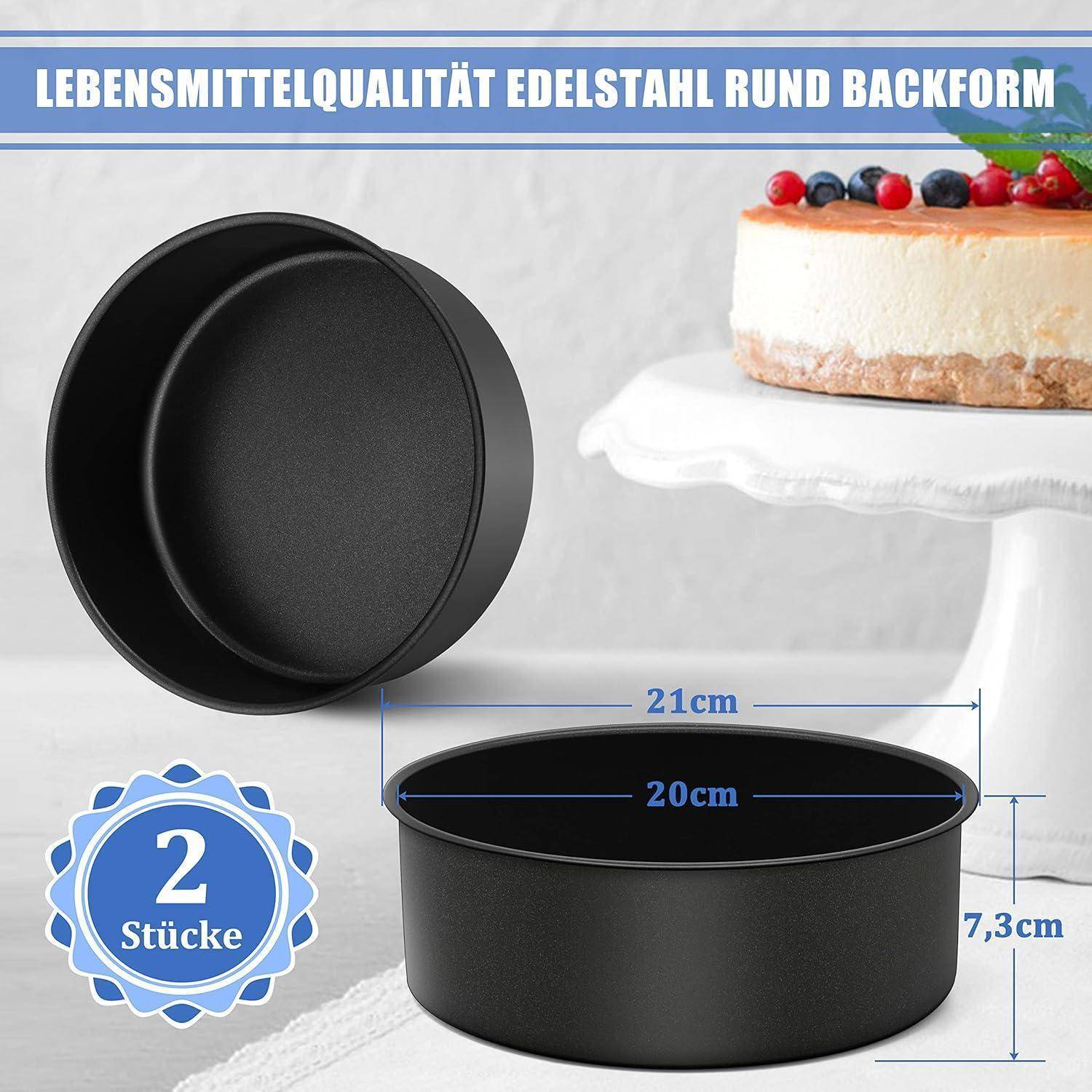Backform Set 20cm Edelstahl Kuchenform Antihaft Tortenform 2er Pack