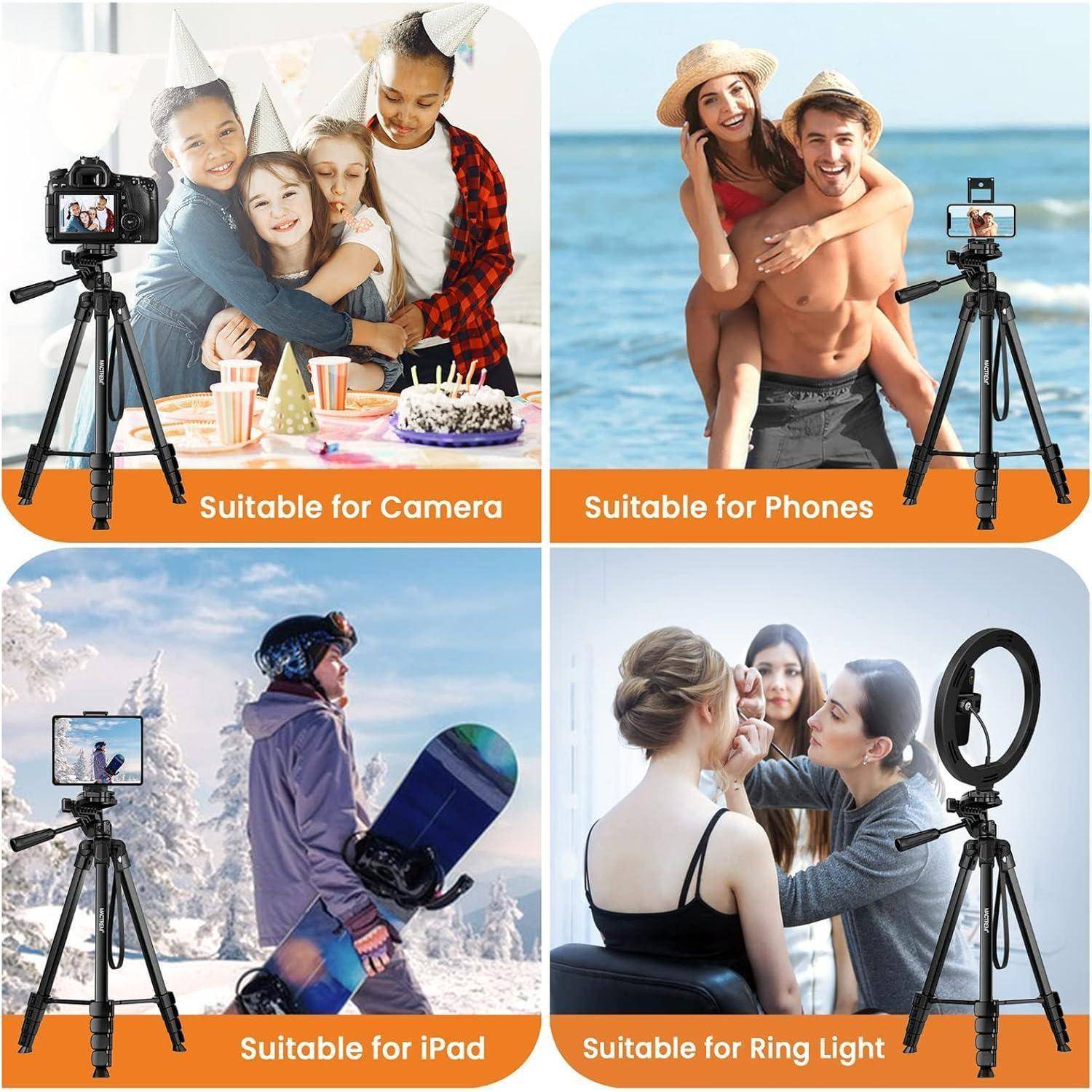 Handy Stativ 2024 Upgrade 172cm Schwarz Smartphone iPad Tripod