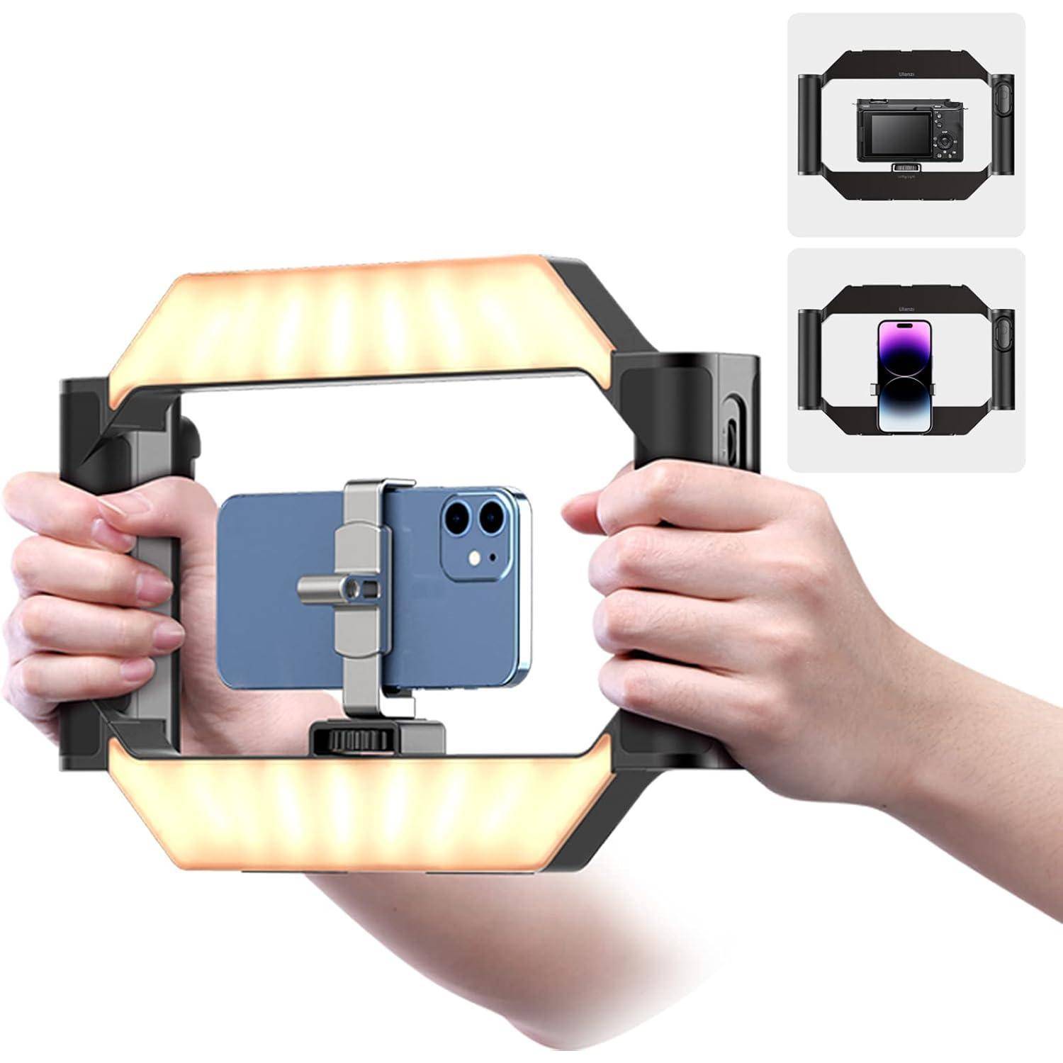 Handy Video Rig Dimmbar 2500K-9000K Stabilisator Bluetooth Smartphone
