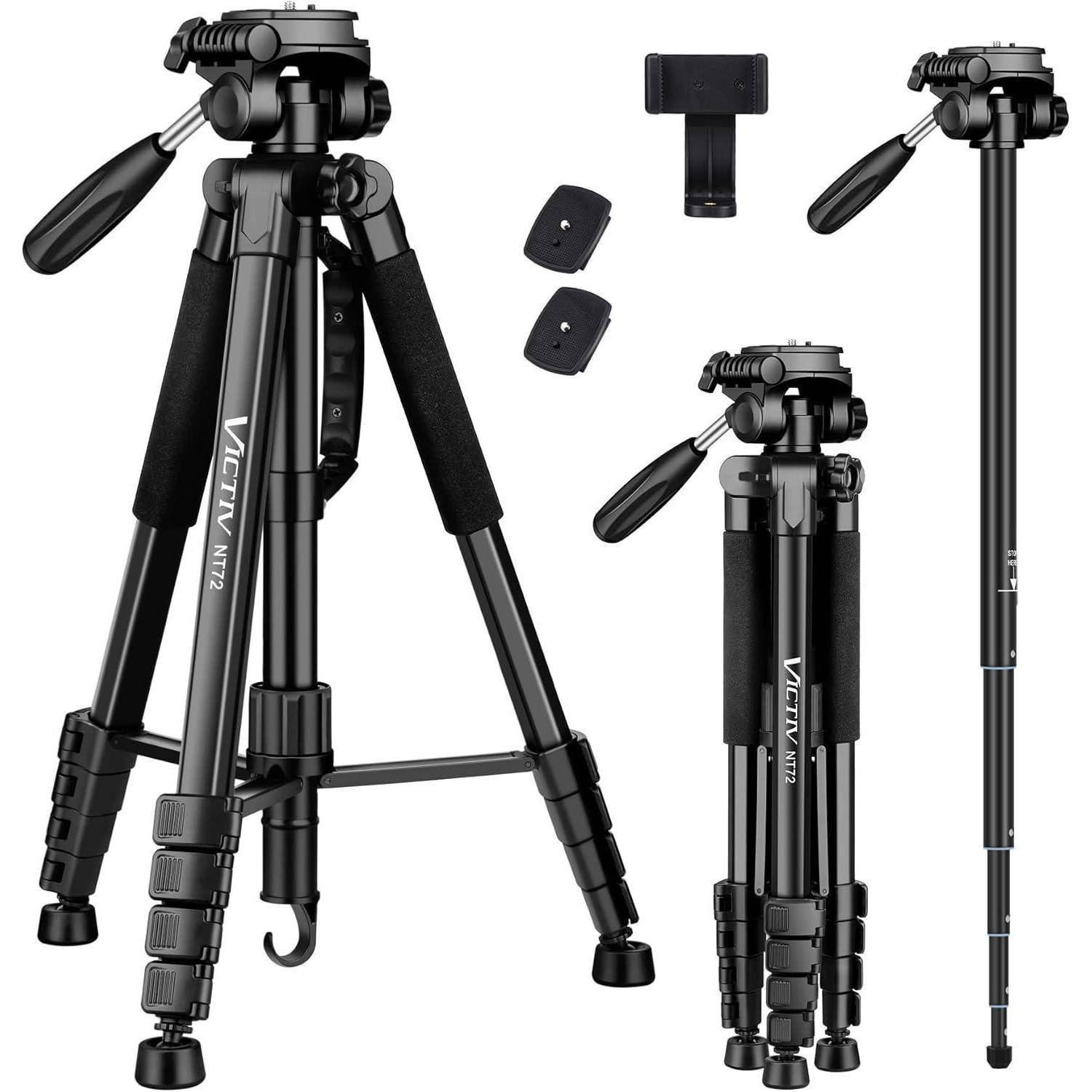 Stativ Kamera Aluminium Reisestativ 182cm mit 360° Kugelkopf und