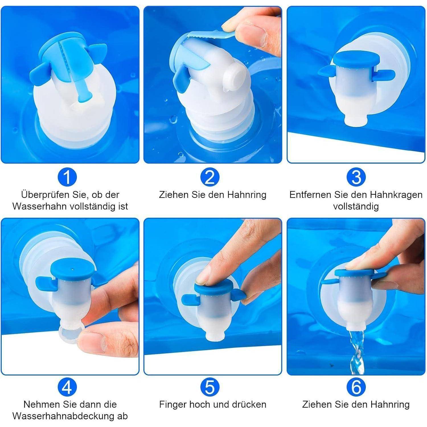 Wasserkanister Faltbar 10L mit Hahn Tragegriff transparent PE-Material