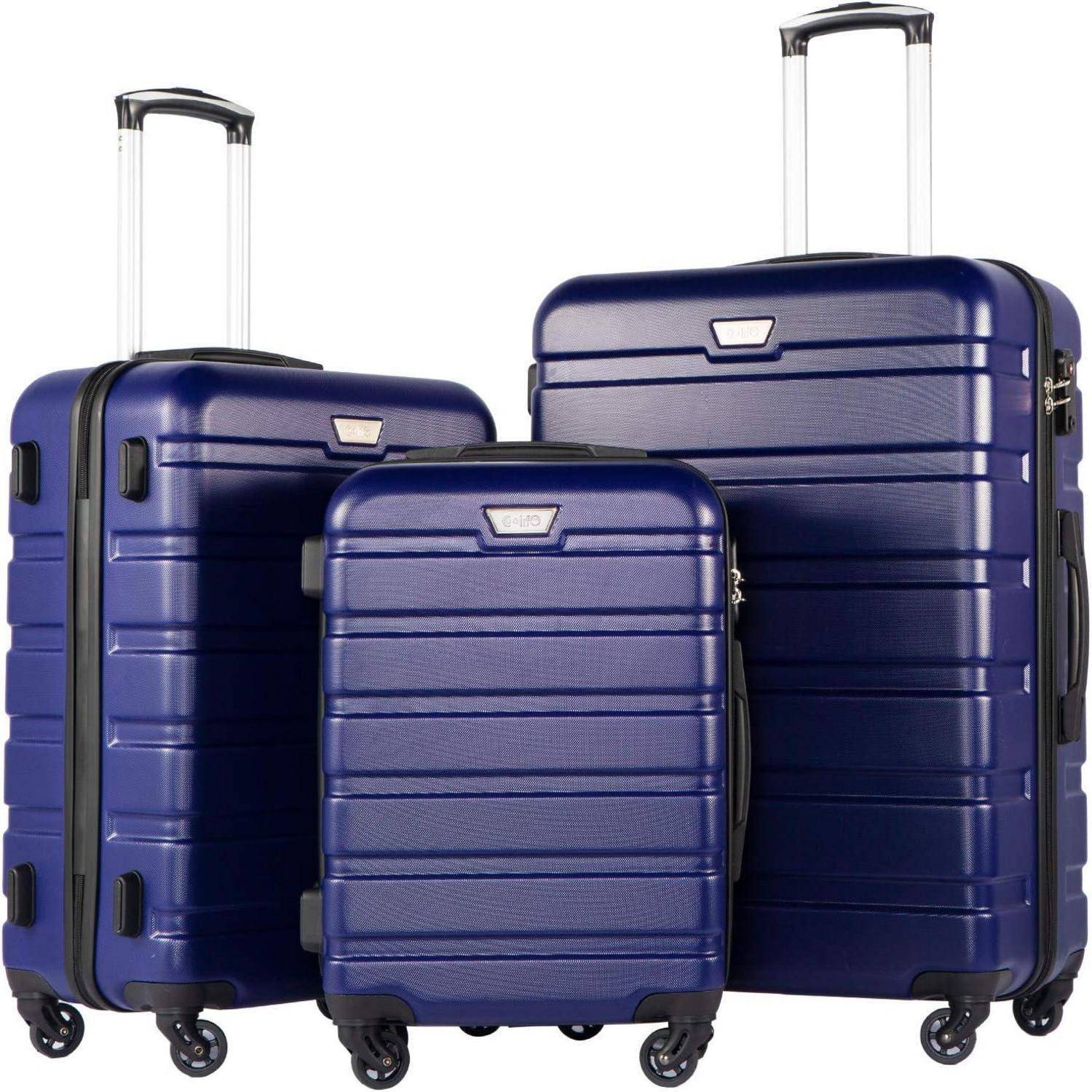 Hartschalen-Koffer Trolley TSA-Schloss 4 Rollen Handgepäck Dunkelblau