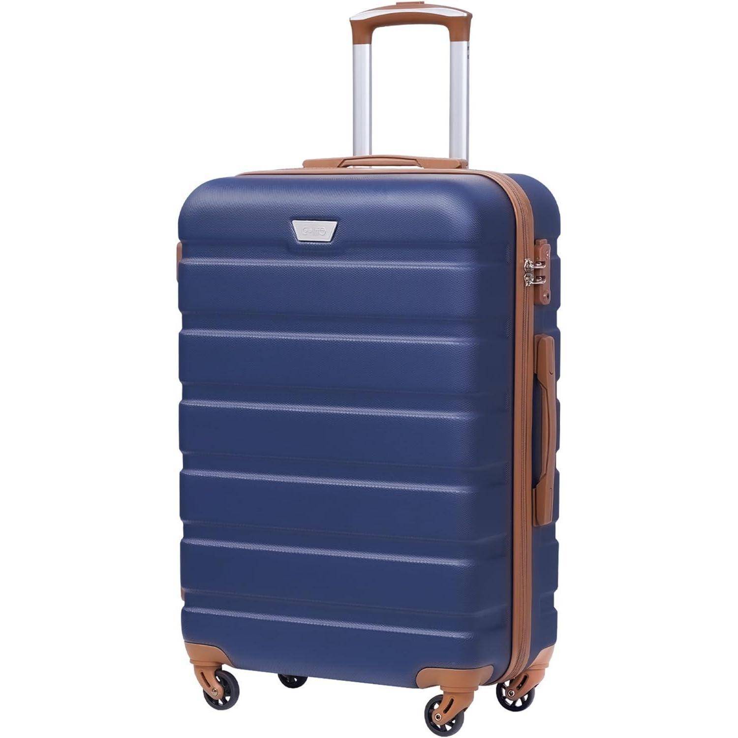 Hartschalenkoffer Trolley TSA Schloss 4 Mittelgroßer Koffer Blau Braun