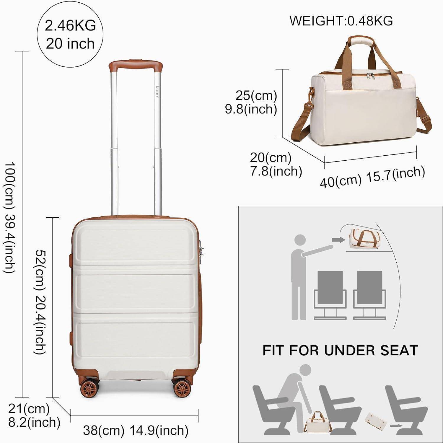 Handgepäck-Koffer Trolley Set 2-teilig, Cremeweiß, Ryanair Reisetasche