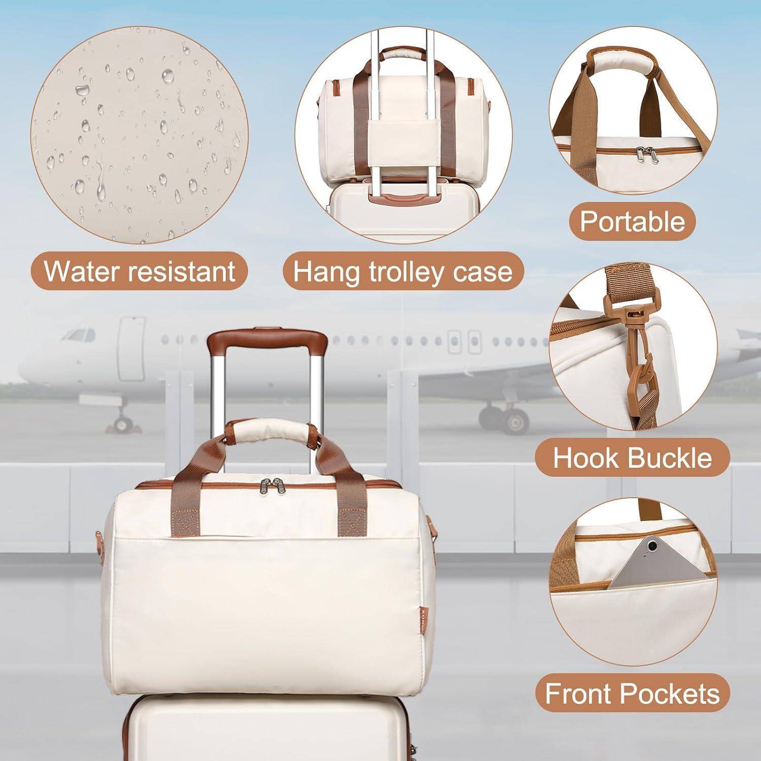 Handgepäck-Koffer Trolley Set 2-teilig, Cremeweiß, Ryanair Reisetasche