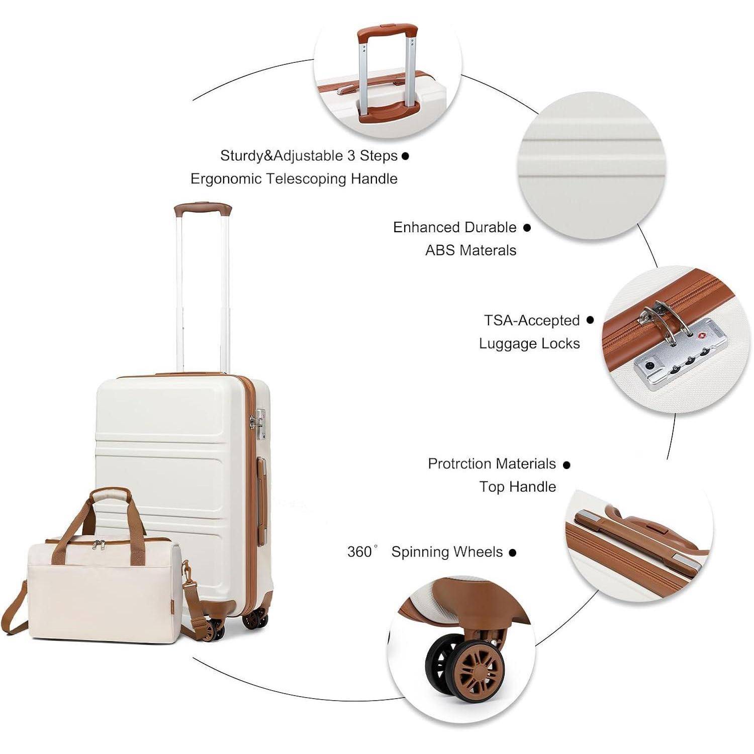 Handgepäck-Koffer Trolley Set 2-teilig, Cremeweiß, Ryanair Reisetasche