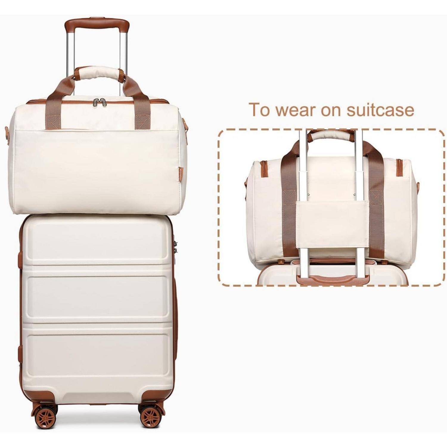 Handgepäck-Koffer Trolley Set 2-teilig, Cremeweiß, Ryanair Reisetasche
