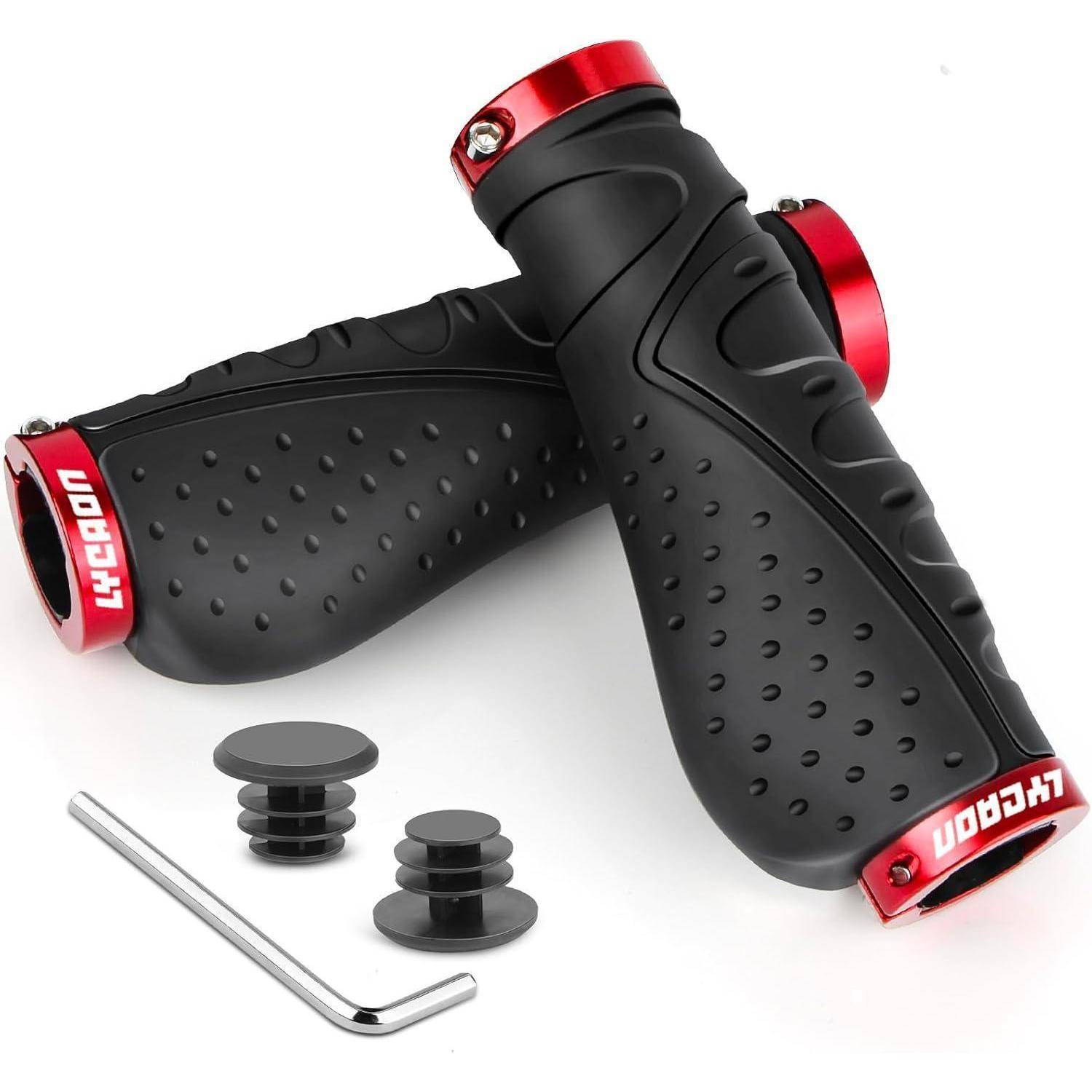 Bike Lenker Griffe Fahrrad rutschfeste Gummi Aluminium Lock Rot