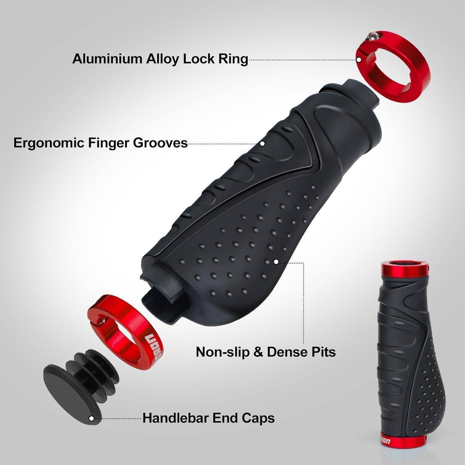 Bike Lenker Griffe Fahrrad rutschfeste Gummi Aluminium Lock Rot