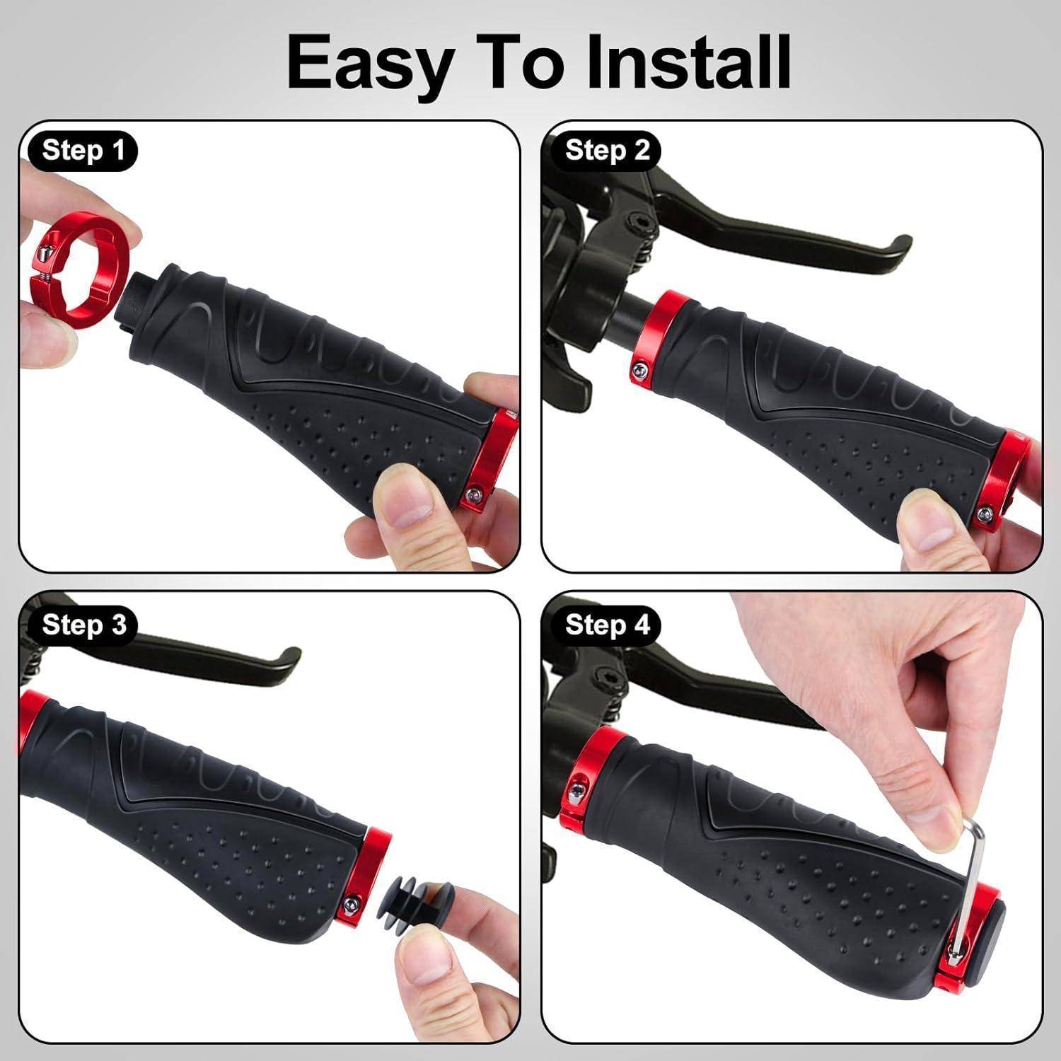 Bike Lenker Griffe Fahrrad rutschfeste Gummi Aluminium Lock Rot