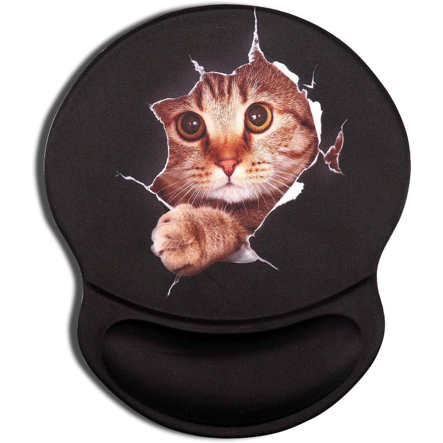 Ergonomisches Mauspad mit Gelkissen und Katzenmotiv