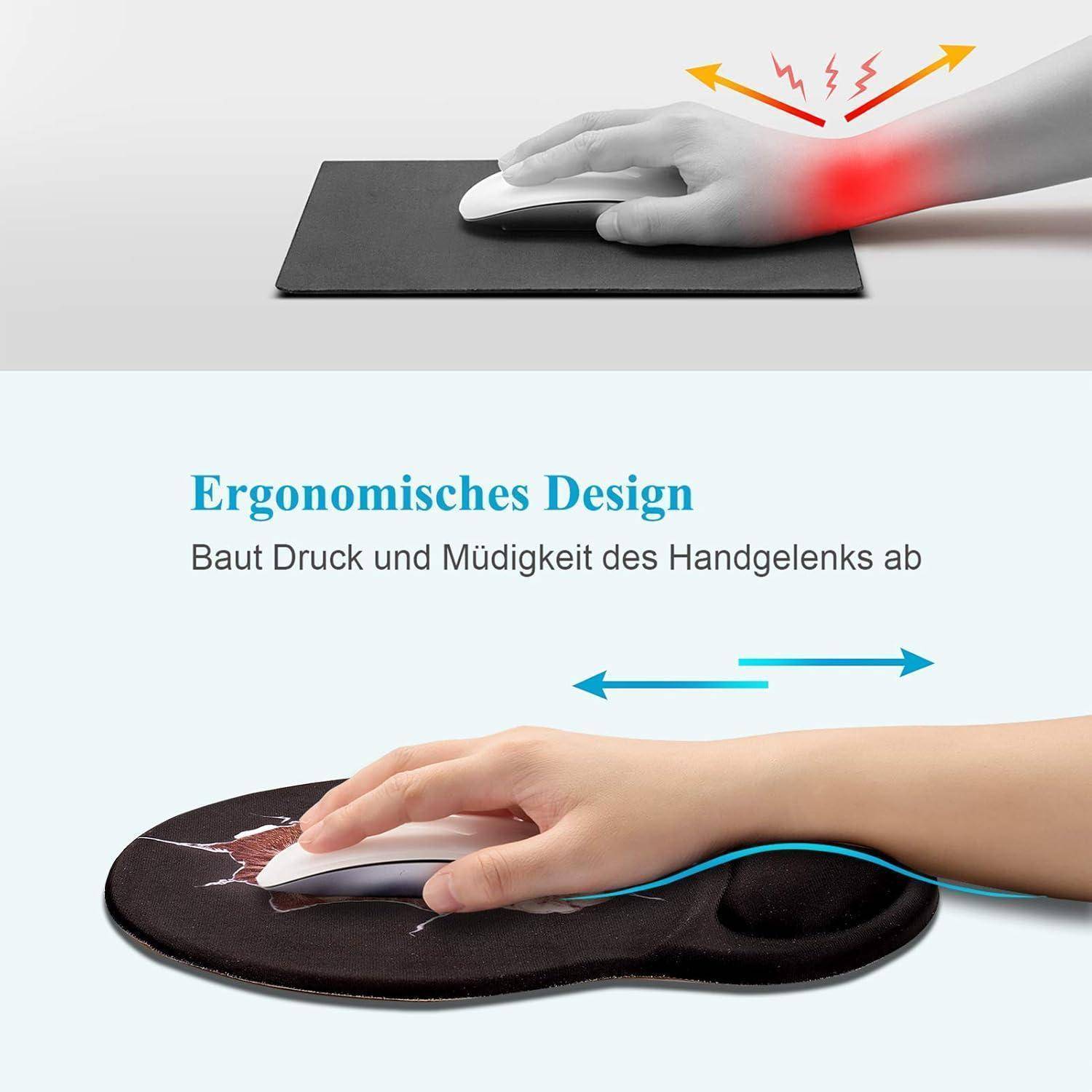 Ergonomisches Mauspad mit Gelkissen und Katzenmotiv