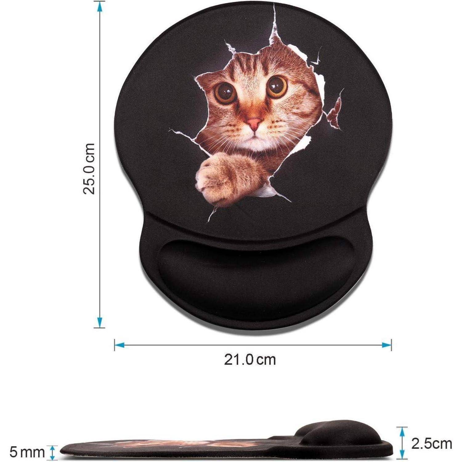 Ergonomisches Mauspad mit Gelkissen und Katzenmotiv