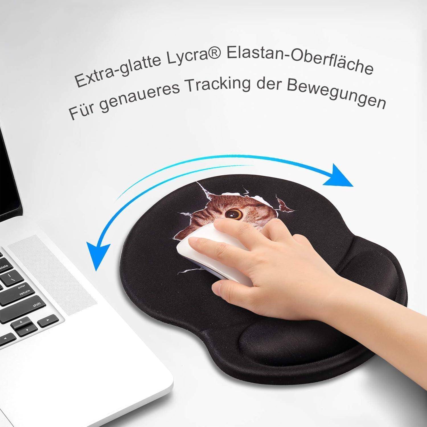 Ergonomisches Mauspad mit Gelkissen und Katzenmotiv