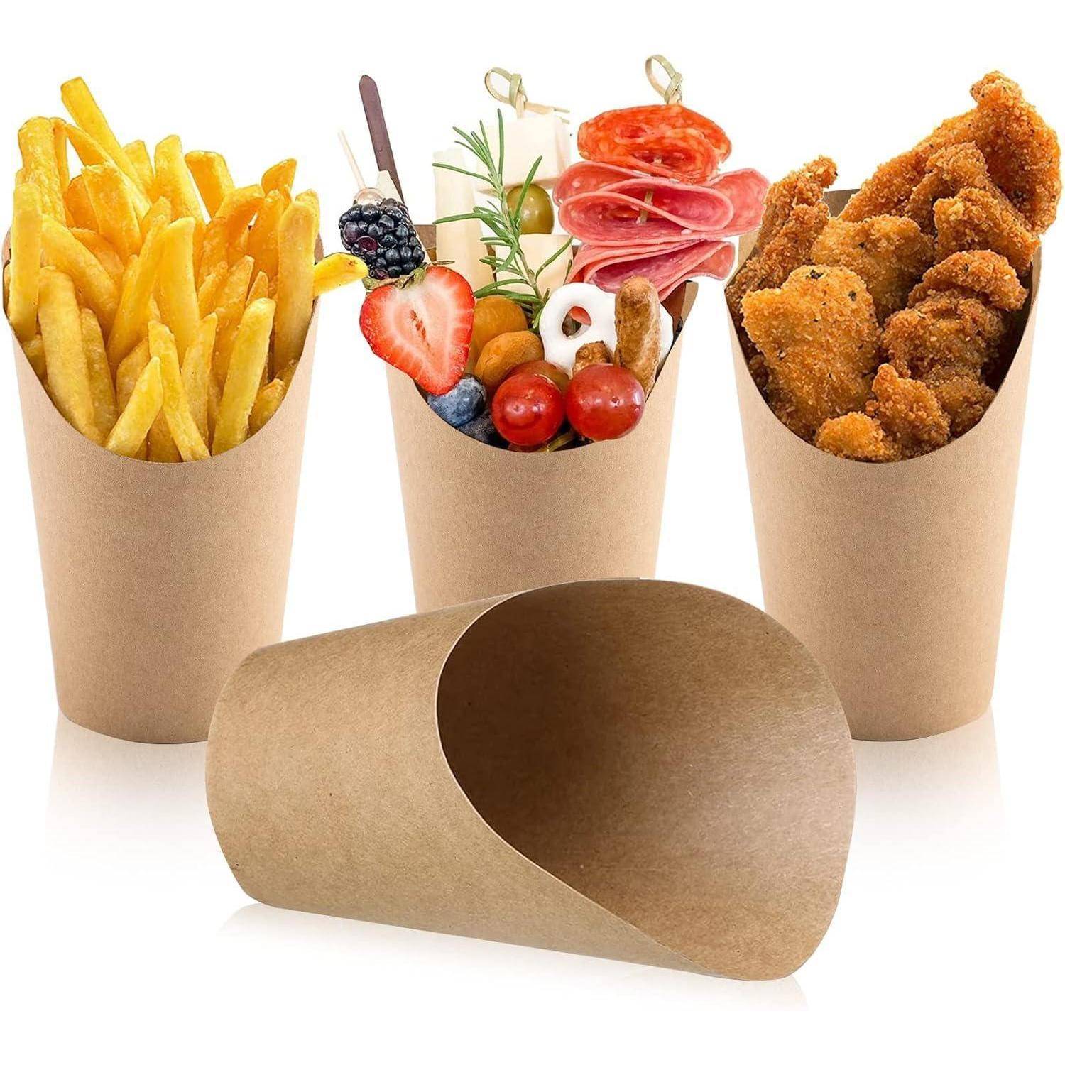 Kraftpapier Pommes-Becher 12oz 50 Stück für Waffeln Pommes Frites