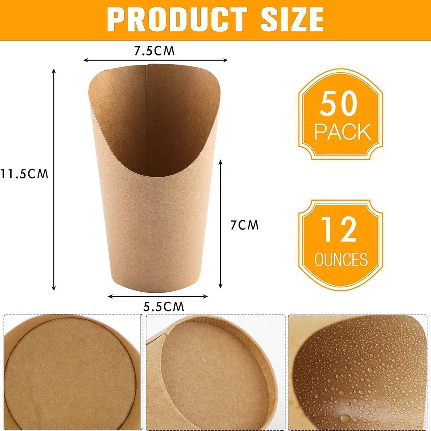 Kraftpapier Pommes-Becher 12oz 50 Stück für Waffeln Pommes Frites