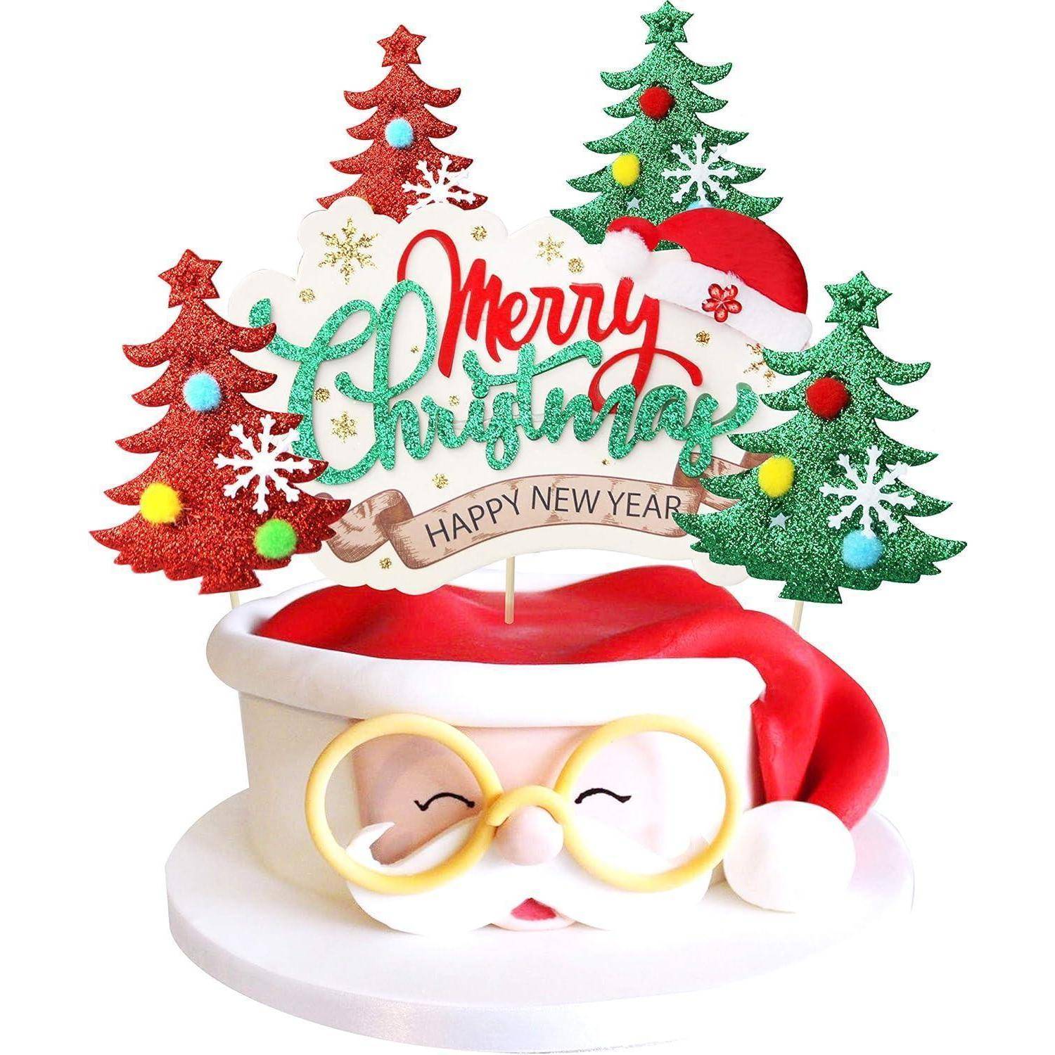 Regendeko Weihnachtsbaum Cake Topper Weihnachtsmütze 5 Stück