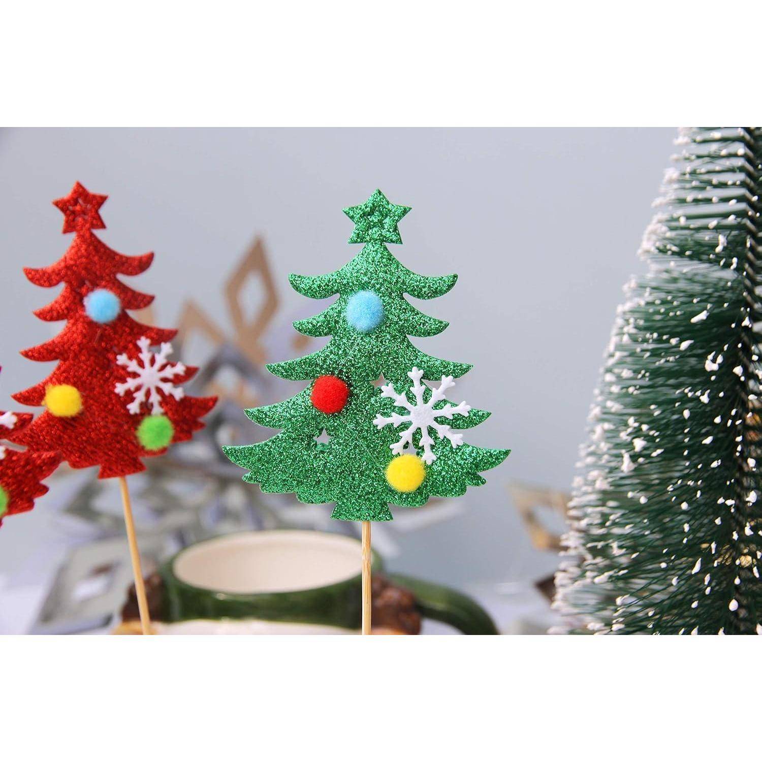Regendeko Weihnachtsbaum Cake Topper Weihnachtsmütze 5 Stück