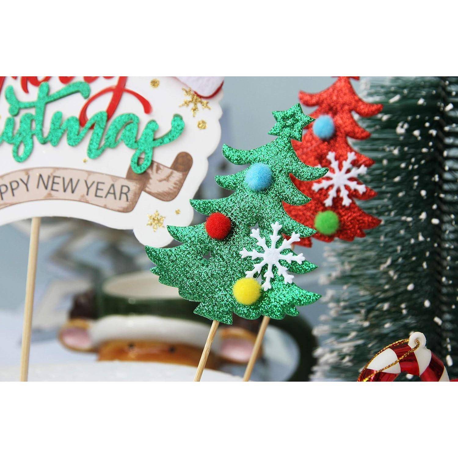 Regendeko Weihnachtsbaum Cake Topper Weihnachtsmütze 5 Stück