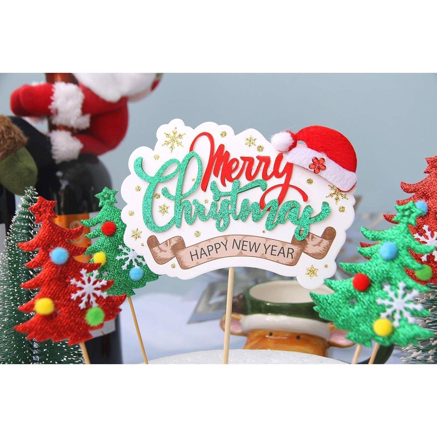 Regendeko Weihnachtsbaum Cake Topper Weihnachtsmütze 5 Stück