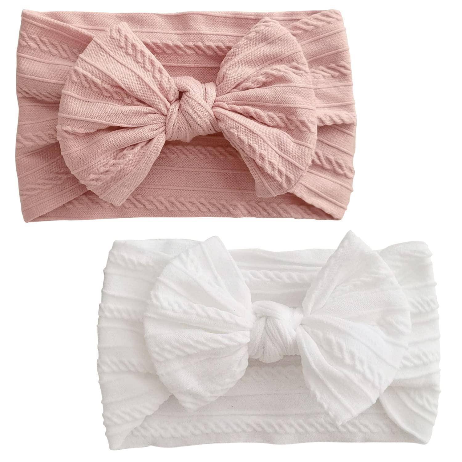 2er Pack Baby Turban Stirnband Nylon Schleife Kopfbedeckung für