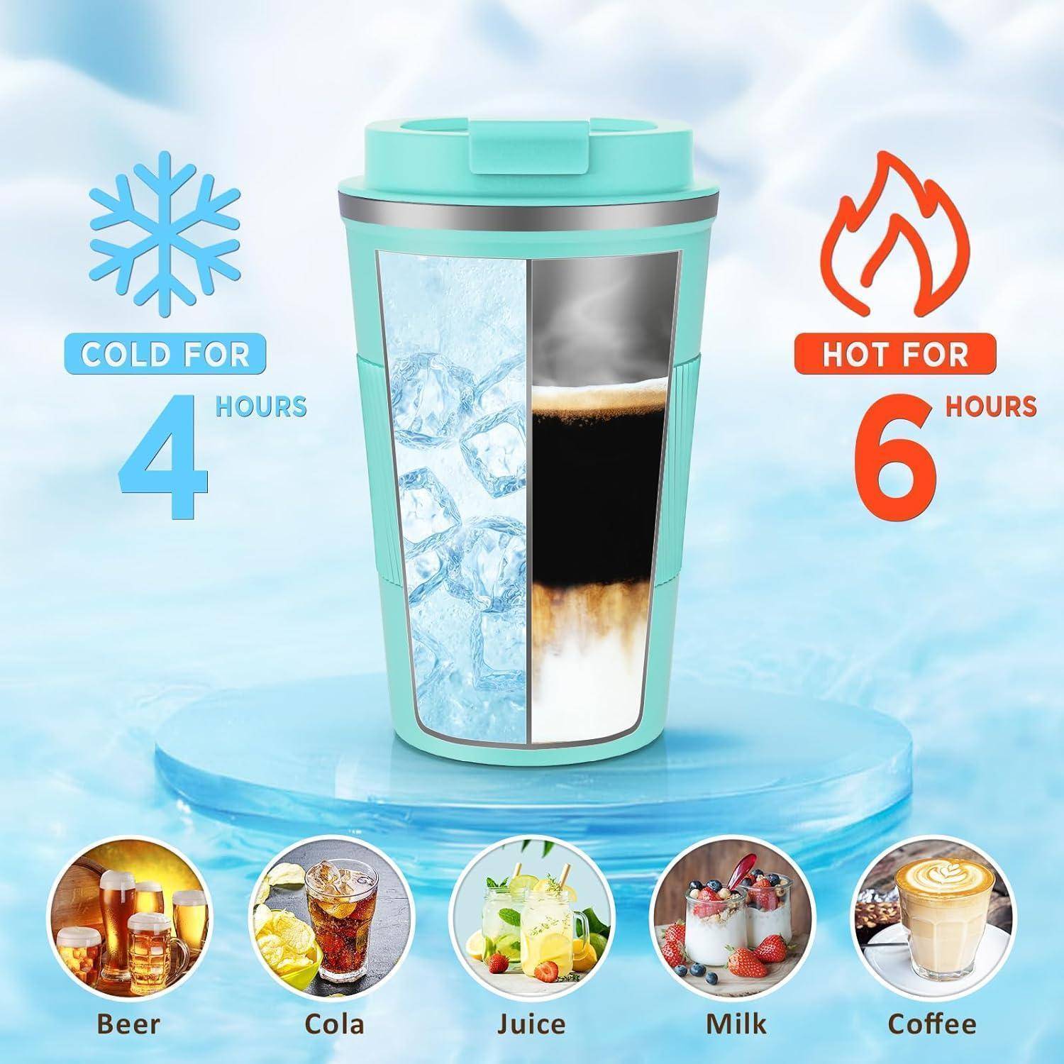 Kaffeebecher to go 380ml T-Blau Thermobecher Doppelwandig